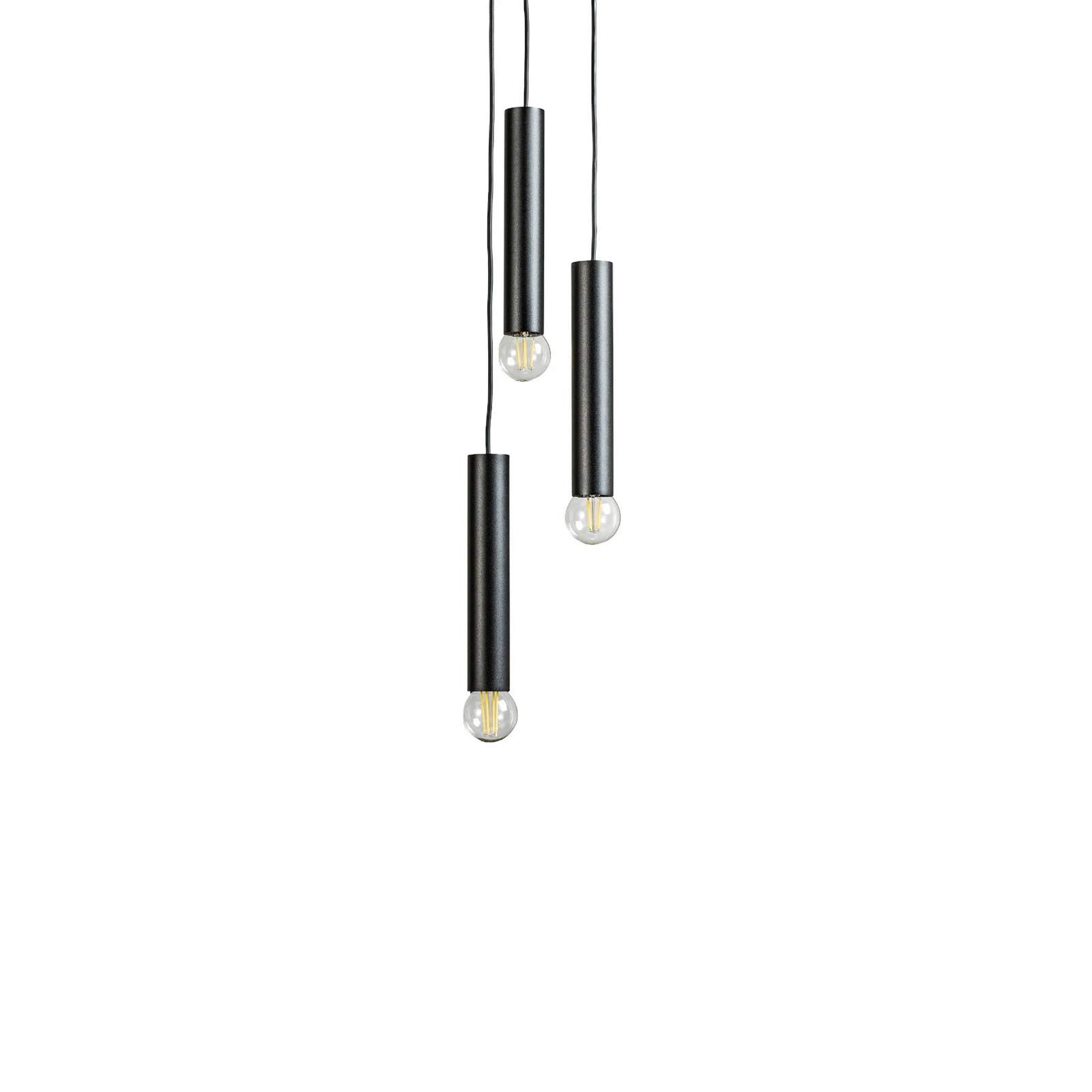 Baton pendant light, black, 3-bulb