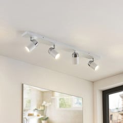 Lindby spotlight Kardo, 4 lyskilder, hvid, metal, IP44