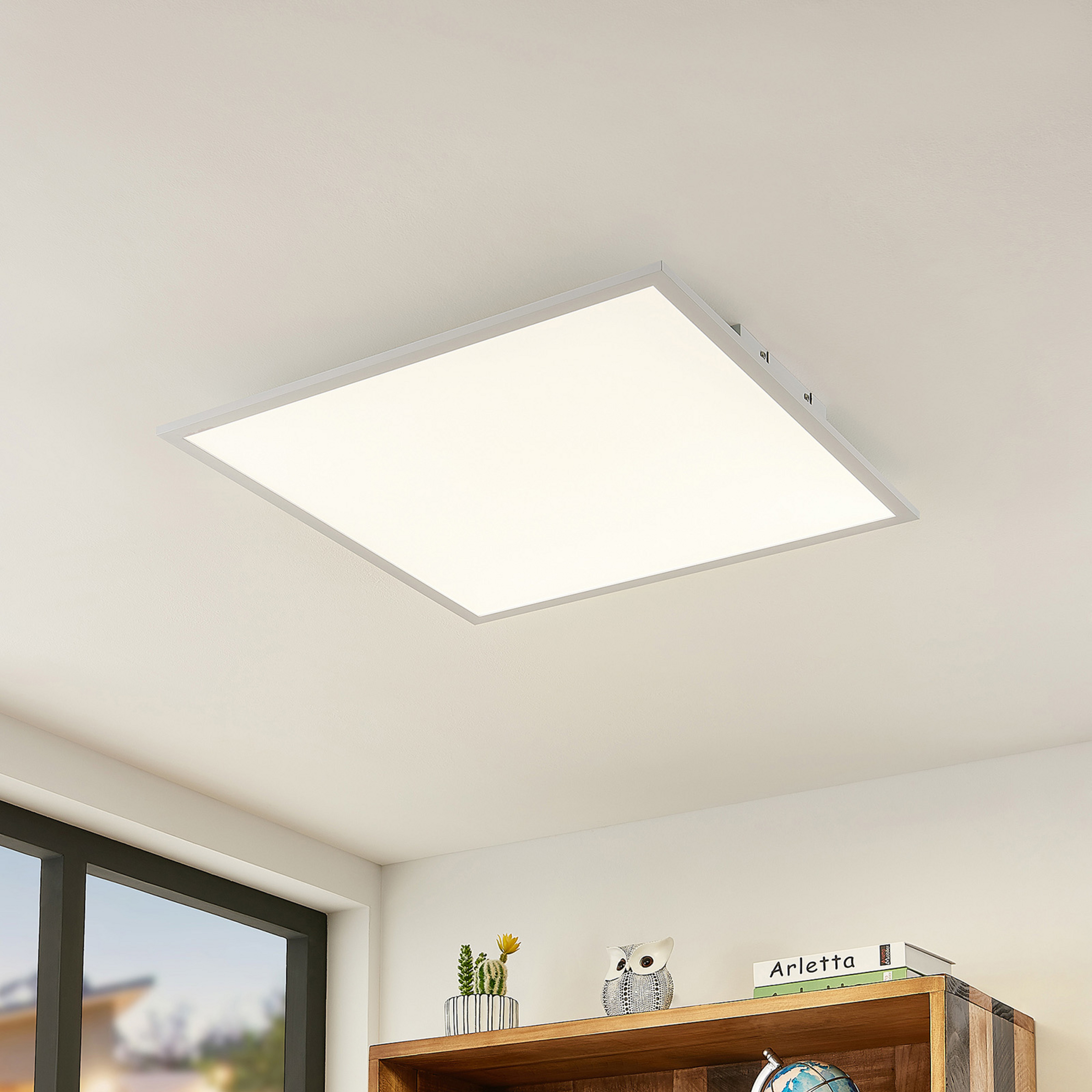 Lindby LED-Panel Quais, 60 x 60 cm, weiß, Metall, 4.000K