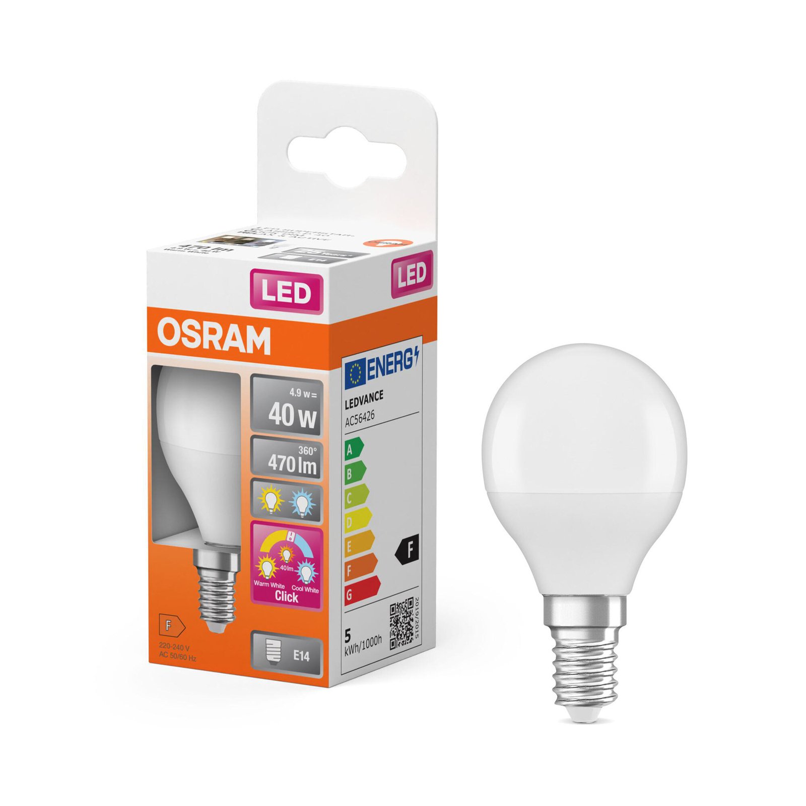 OSRAM LED Relax/Active/Sleep pilieni E14 4,9 W matēts 827/840