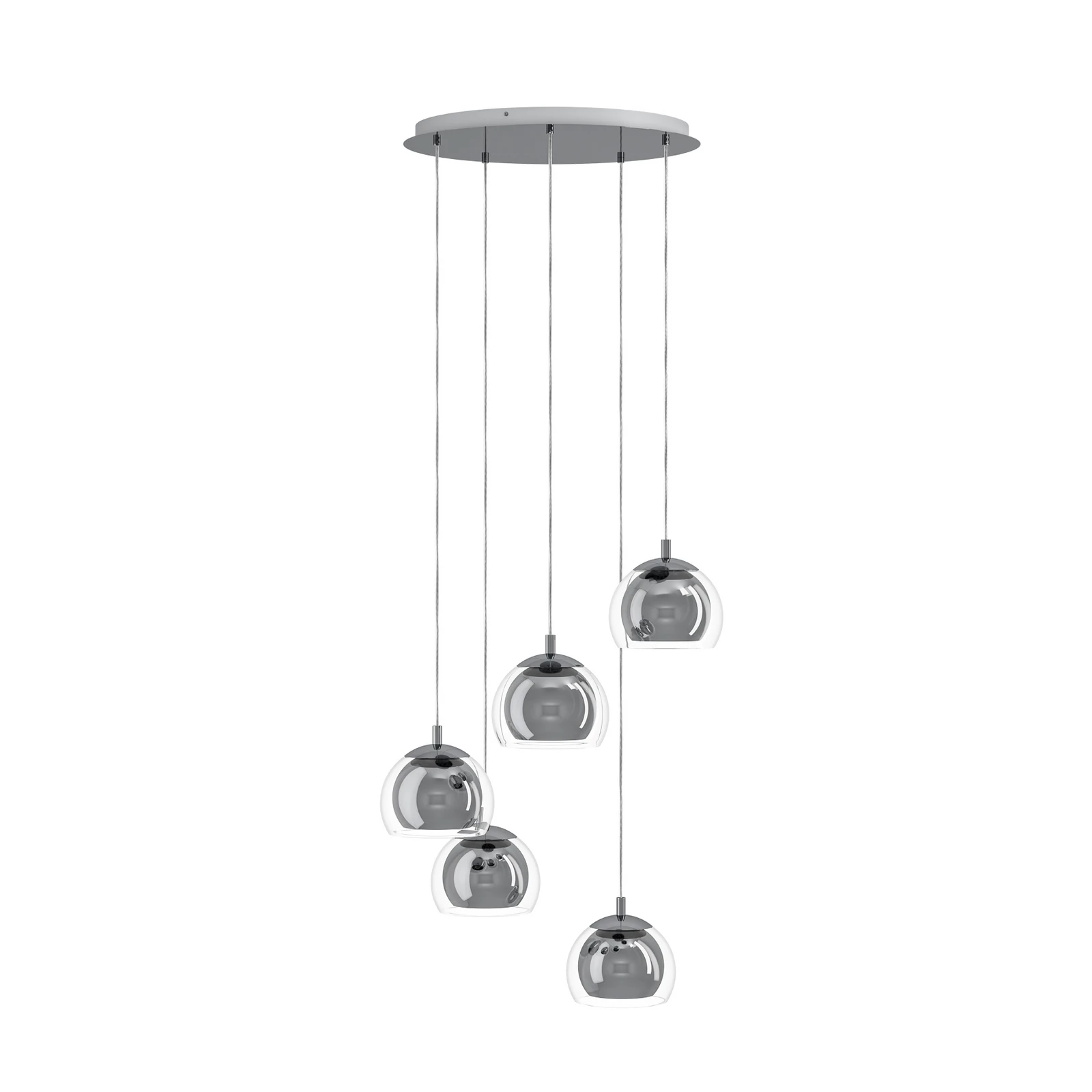 Piekaramais gaismeklis Rocamar 1, hroms, Ø 59 cm, 5 spuldzes, metāls/stikls