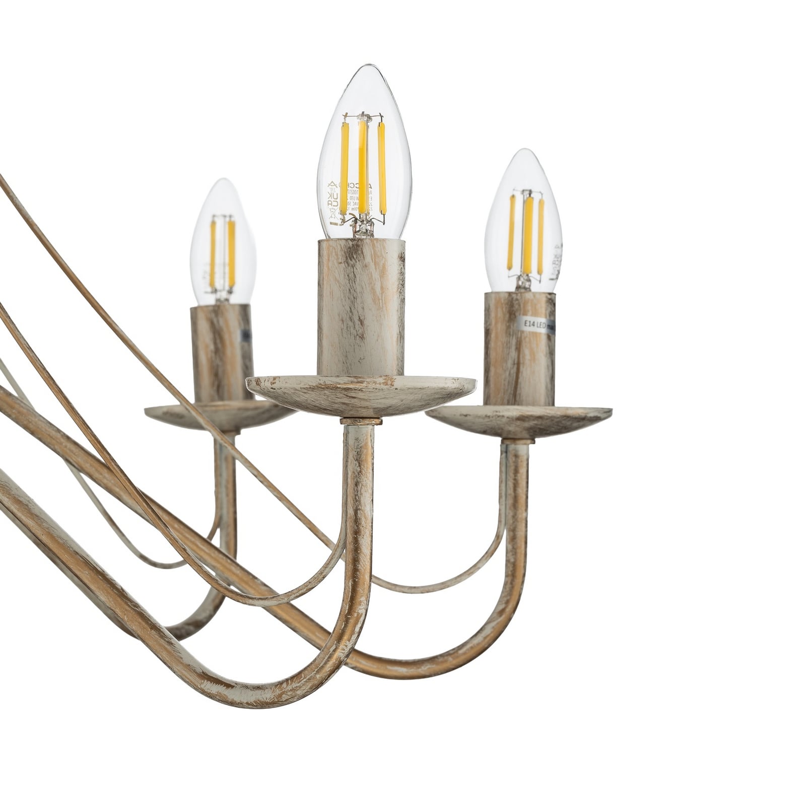 Ljuskrona Malbo, vitguld, metall, 8 lampor, E14