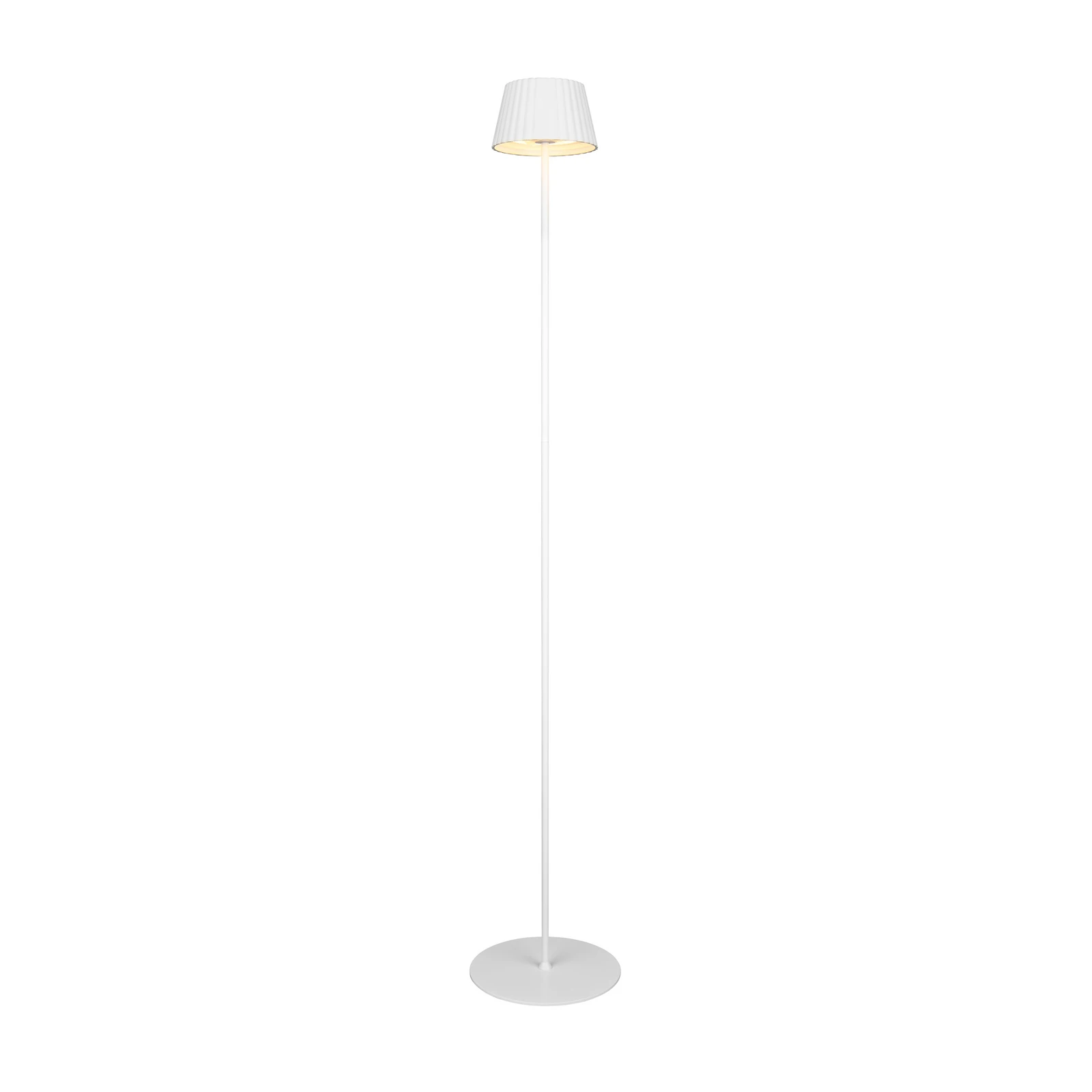 Lampe sur pied LED rechargeable Suarez, blanc, hauteur 123 cm, métal
