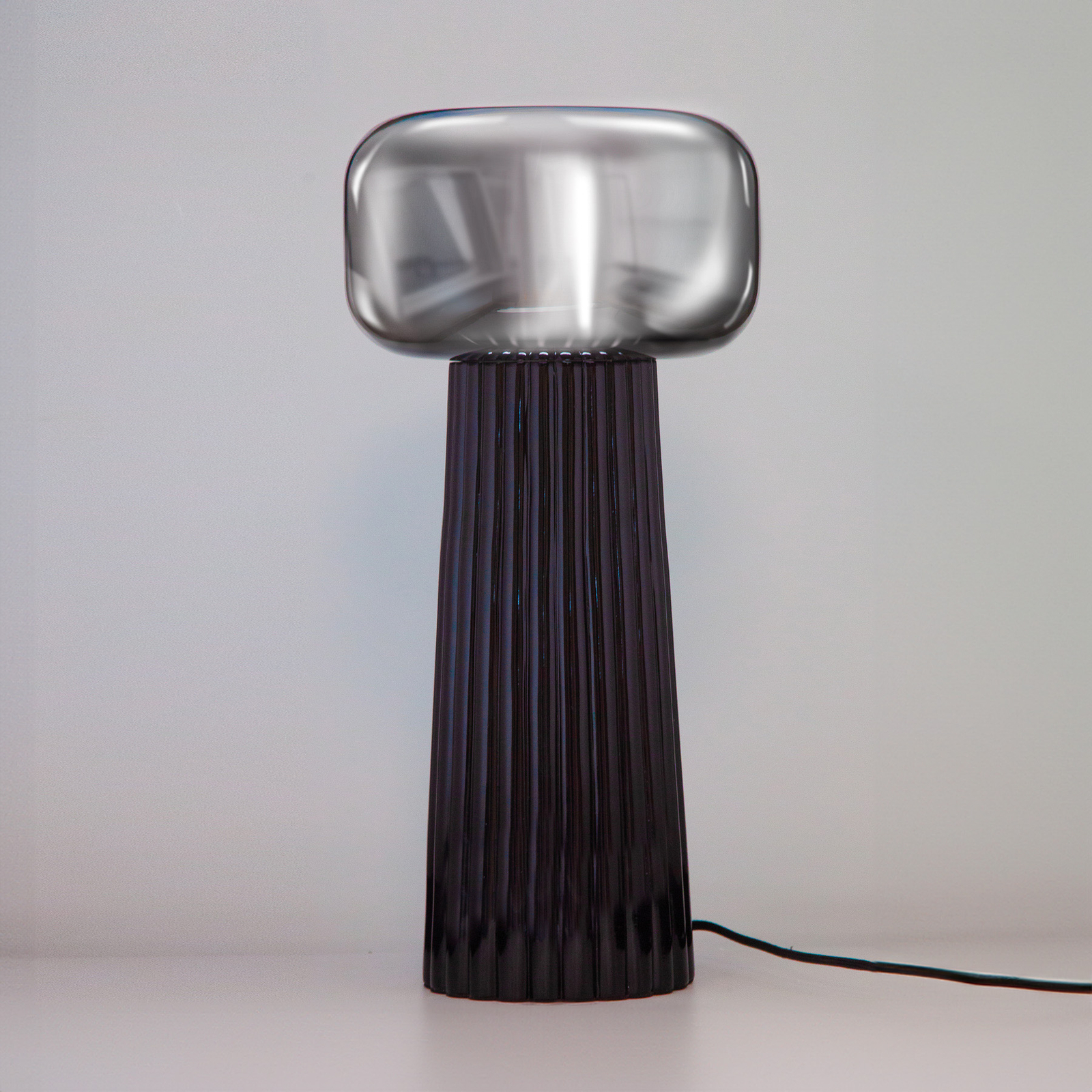 Lámpara de mesa Faro, cristal, plástico, portalámpara E27, blanco