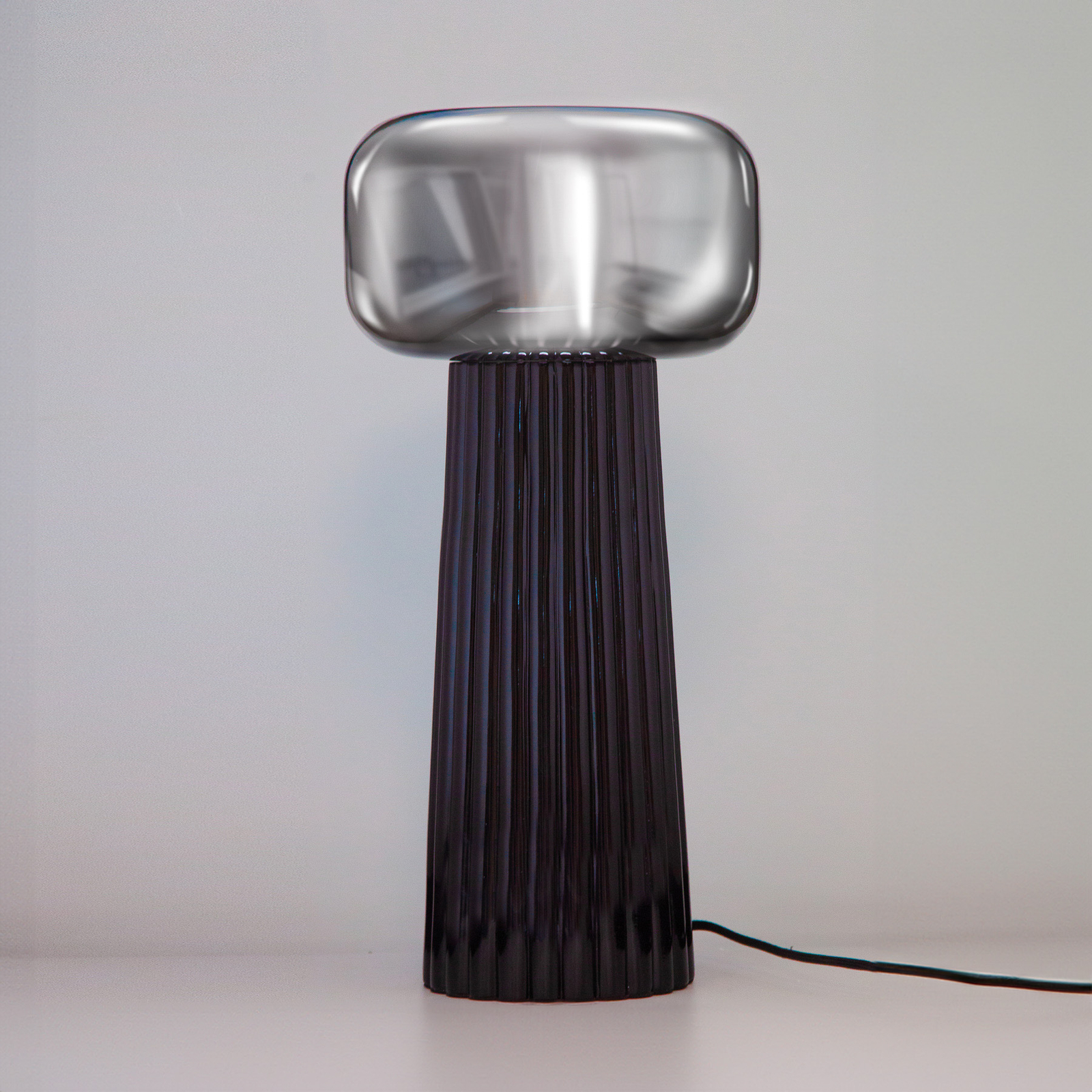 Faro bordlampe, glas, plast, E27-fatning, sort