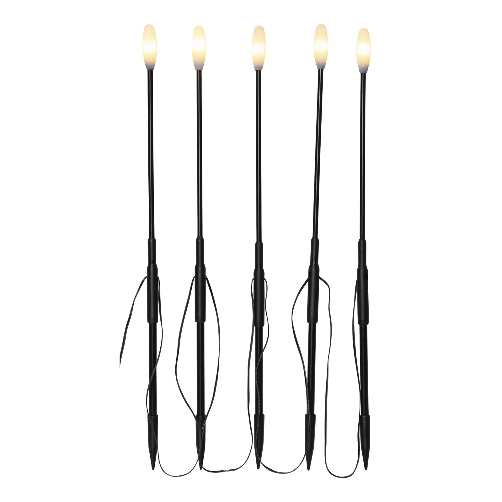 LED-markspettslampa Milky svart höjd 50,5cm plast 5x set