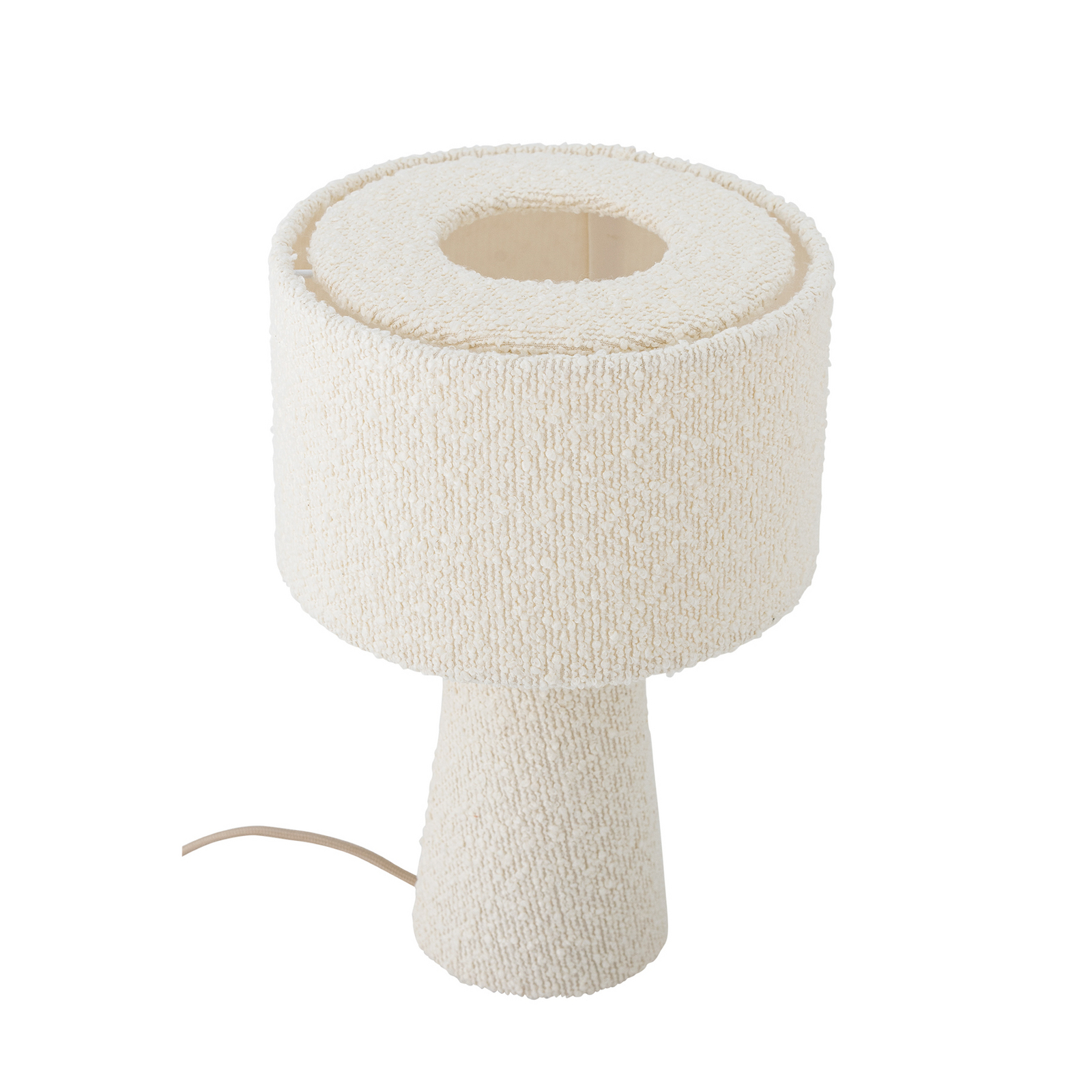 Emmie table lamp, polyester, bouclé look - BLOOMINGVILLE