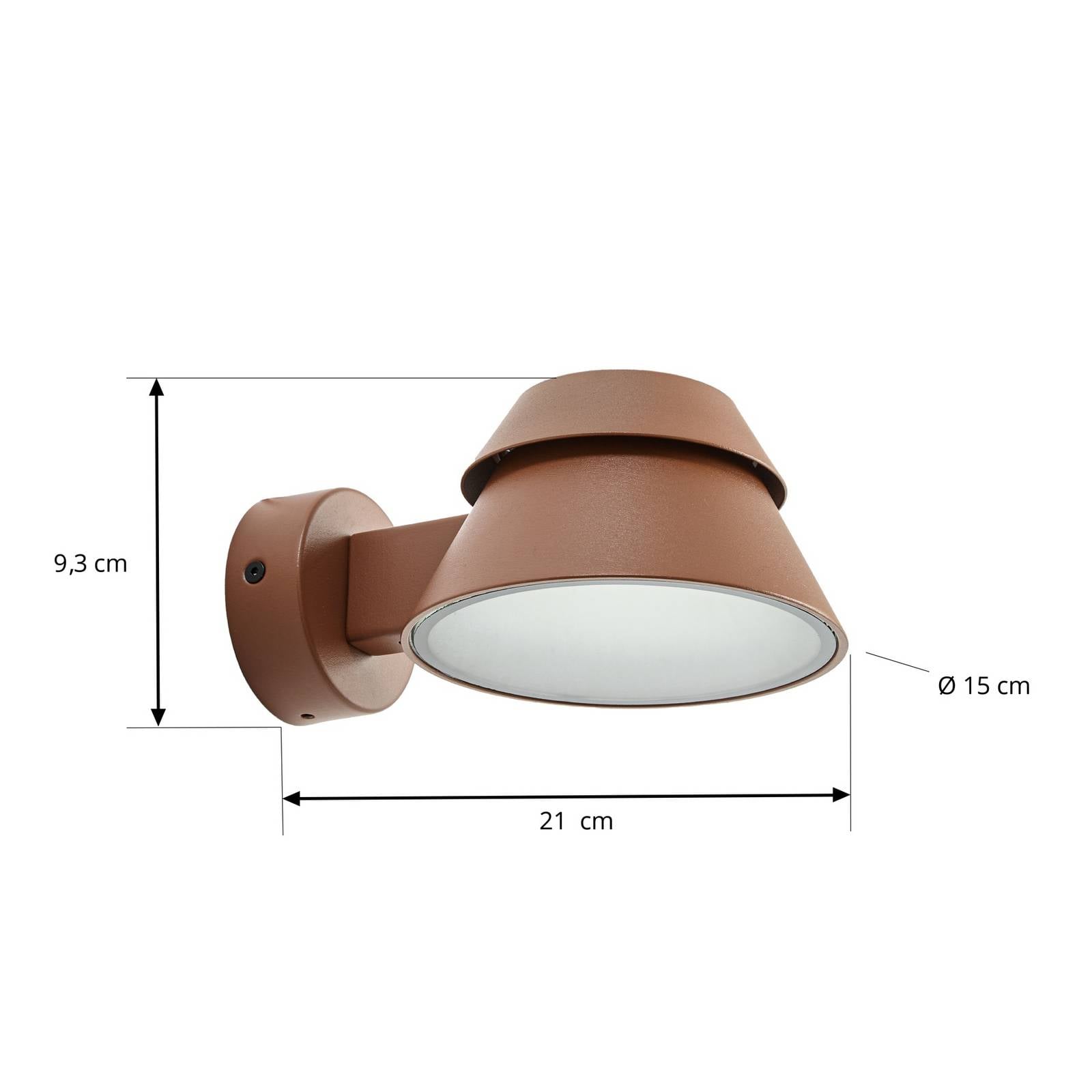 Kinkiet zewnętrzny LED Lucande Moena, brązowy, metalowy, IP44