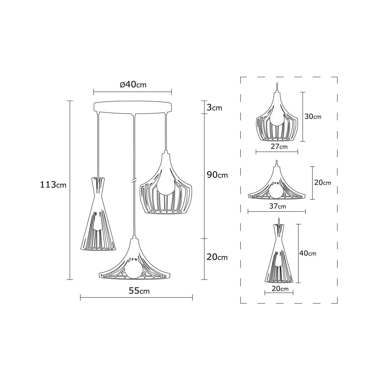 Lampa wisząca Mezopotamya N-1298 3-punktowa miedź