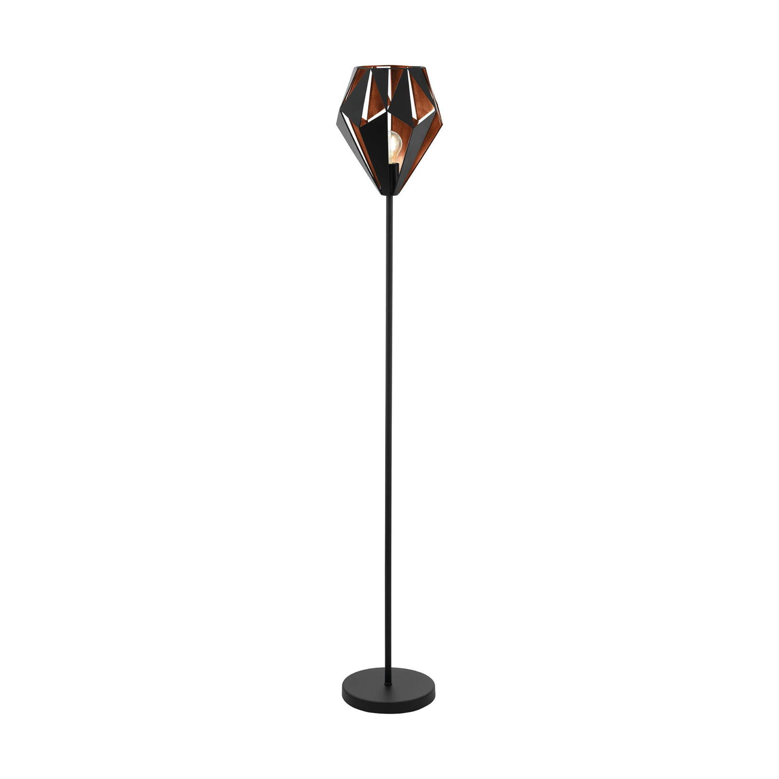 Lámpara de pie Carlton de acero, negro/cobre