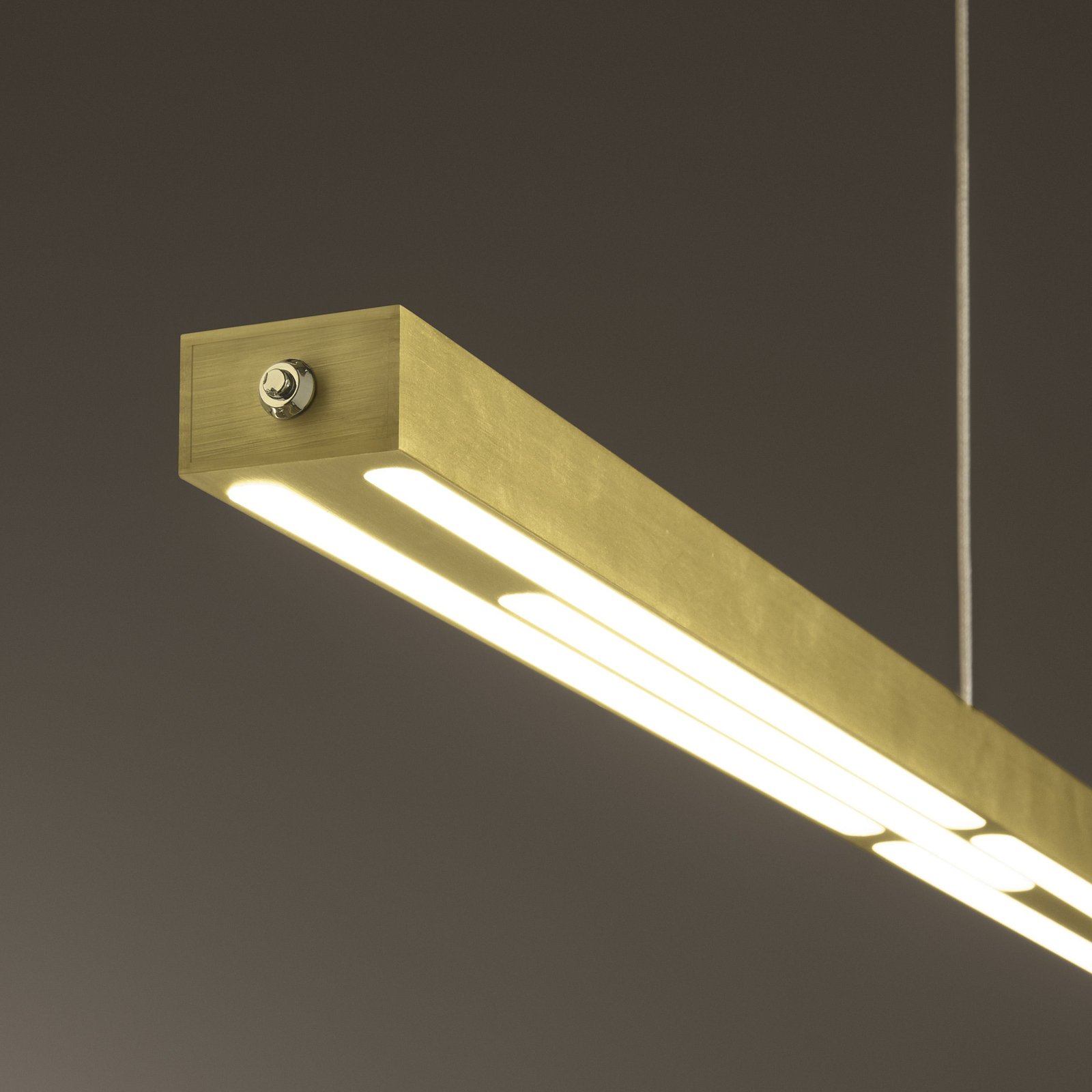 Lampada a sospensione Ling LED, ottone, uplight e downlight, dimmerabile