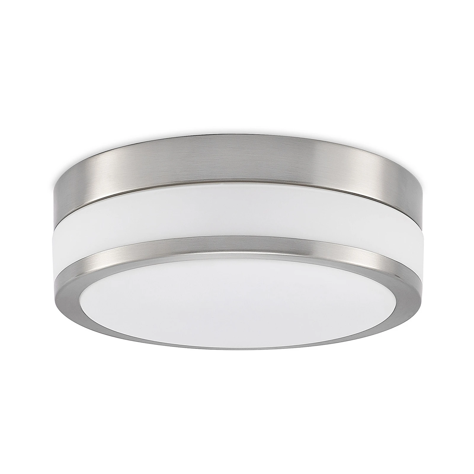 Lindby plafoniera Flavi, Ø 28 cm, nichel, vetro, IP44, E27