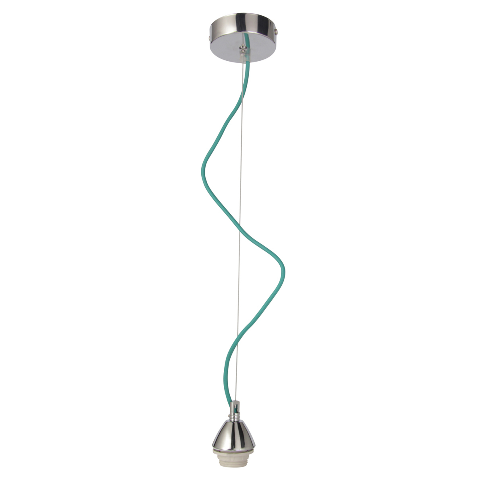 Näve Silas hanging light with fabric cable, turquoise, for Living / Dining Room, metal, E27, 60 W, energy efficiency: A++