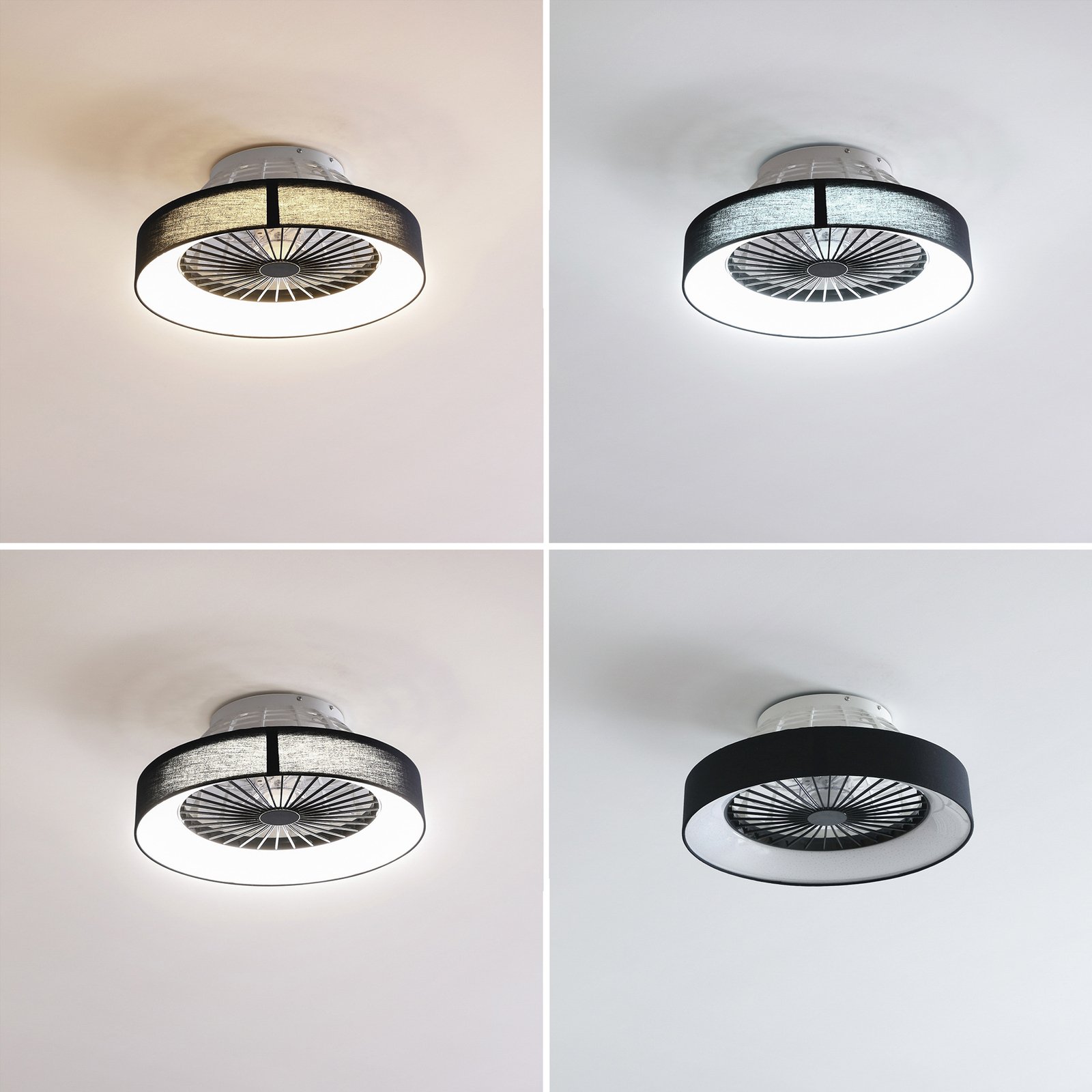 Lindby LED ceiling fan Mace, black, quiet, Ø 47 cm