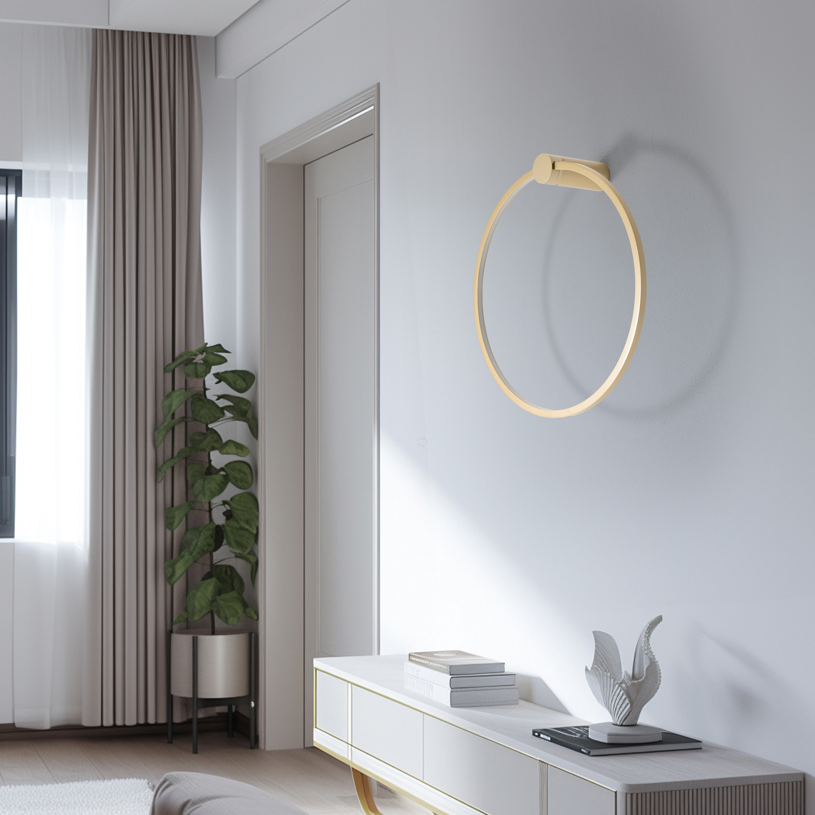 LED-Wandleuchte Saturno, gold, Ø 50 cm, Metall, 4.000 K