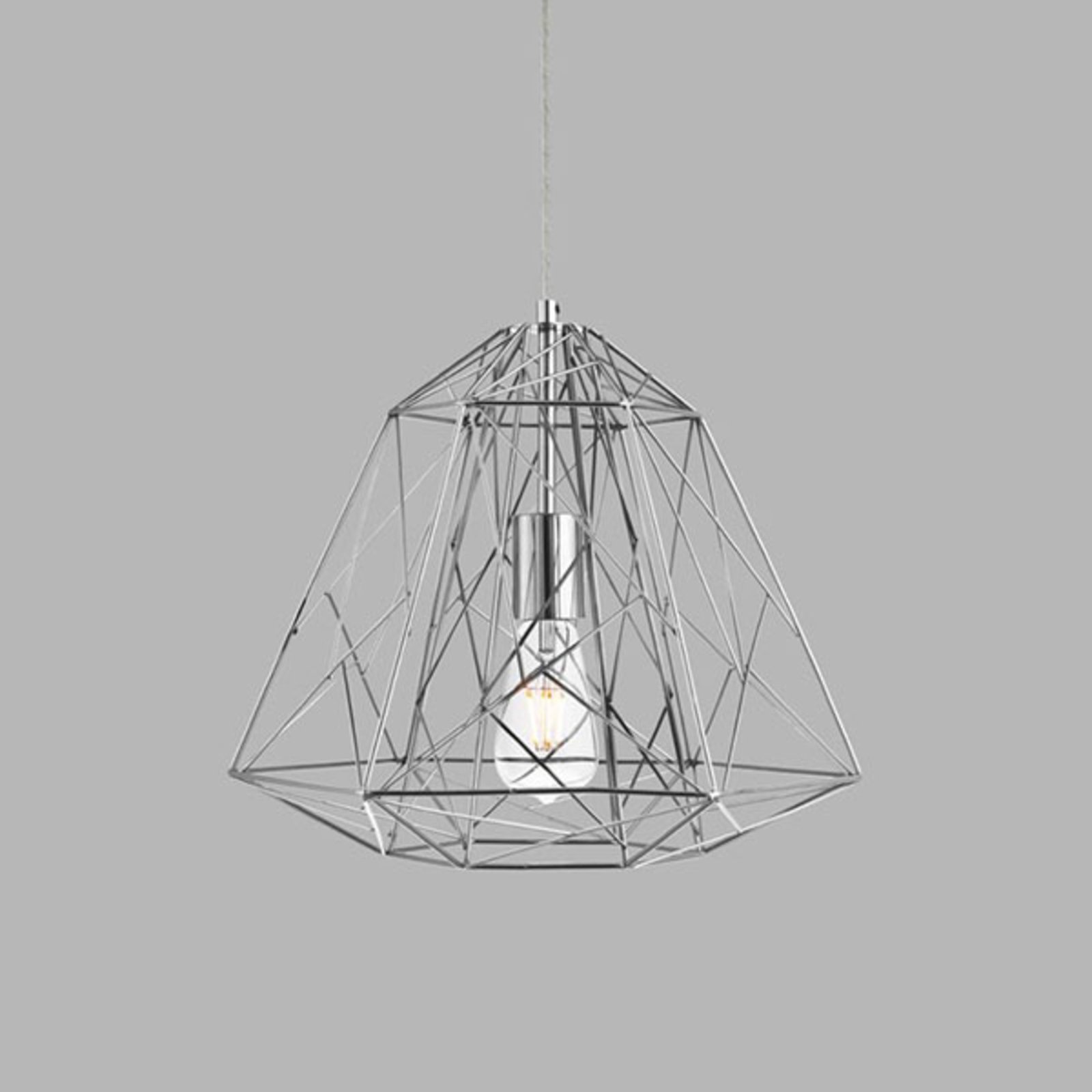 Geometric Cage hanging light, chrome