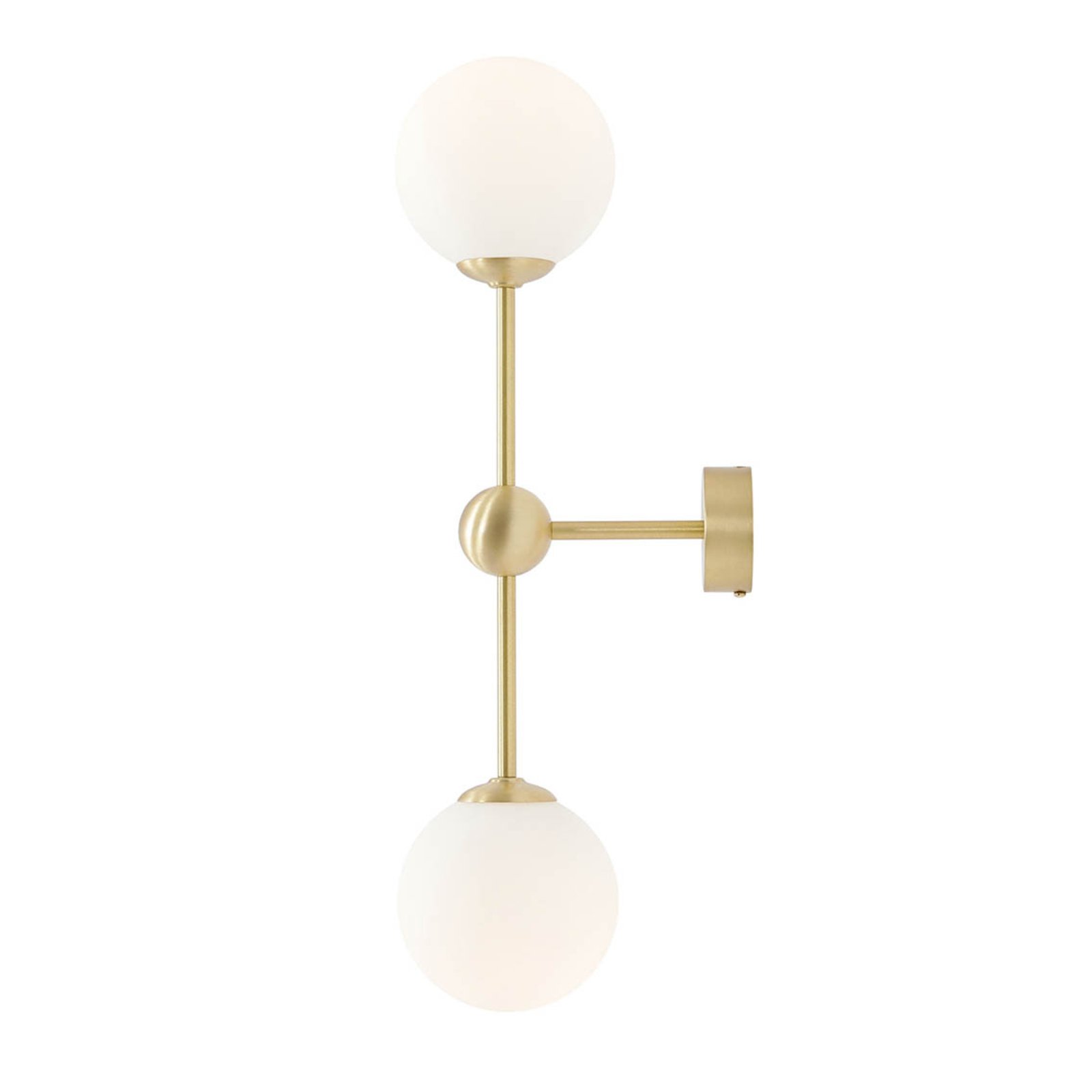 Alison wall light, 2-bulb, brass/white, 59cm