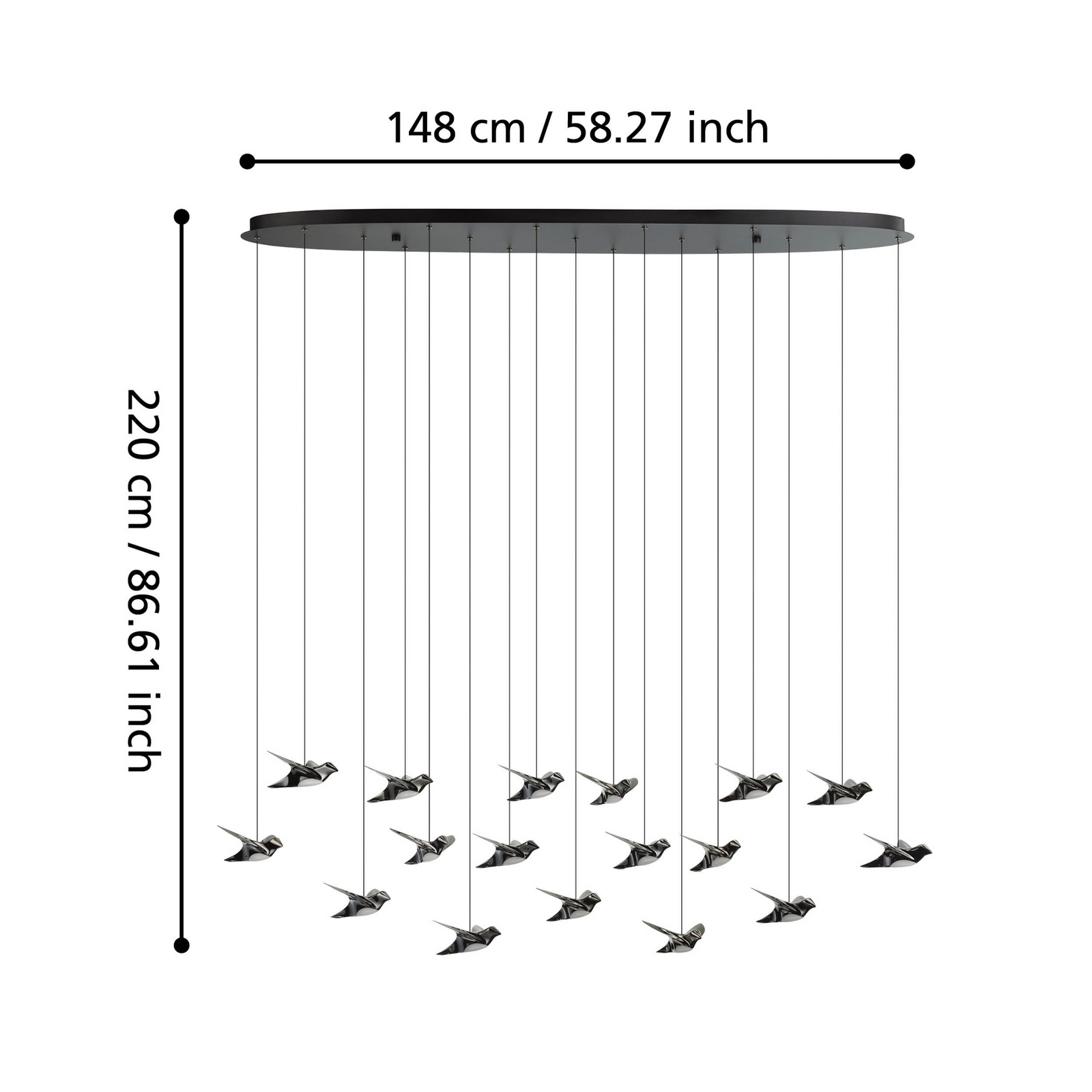 Paratebueno závěsné světlo černé 17-žárovkové - EGLO Stars of Light