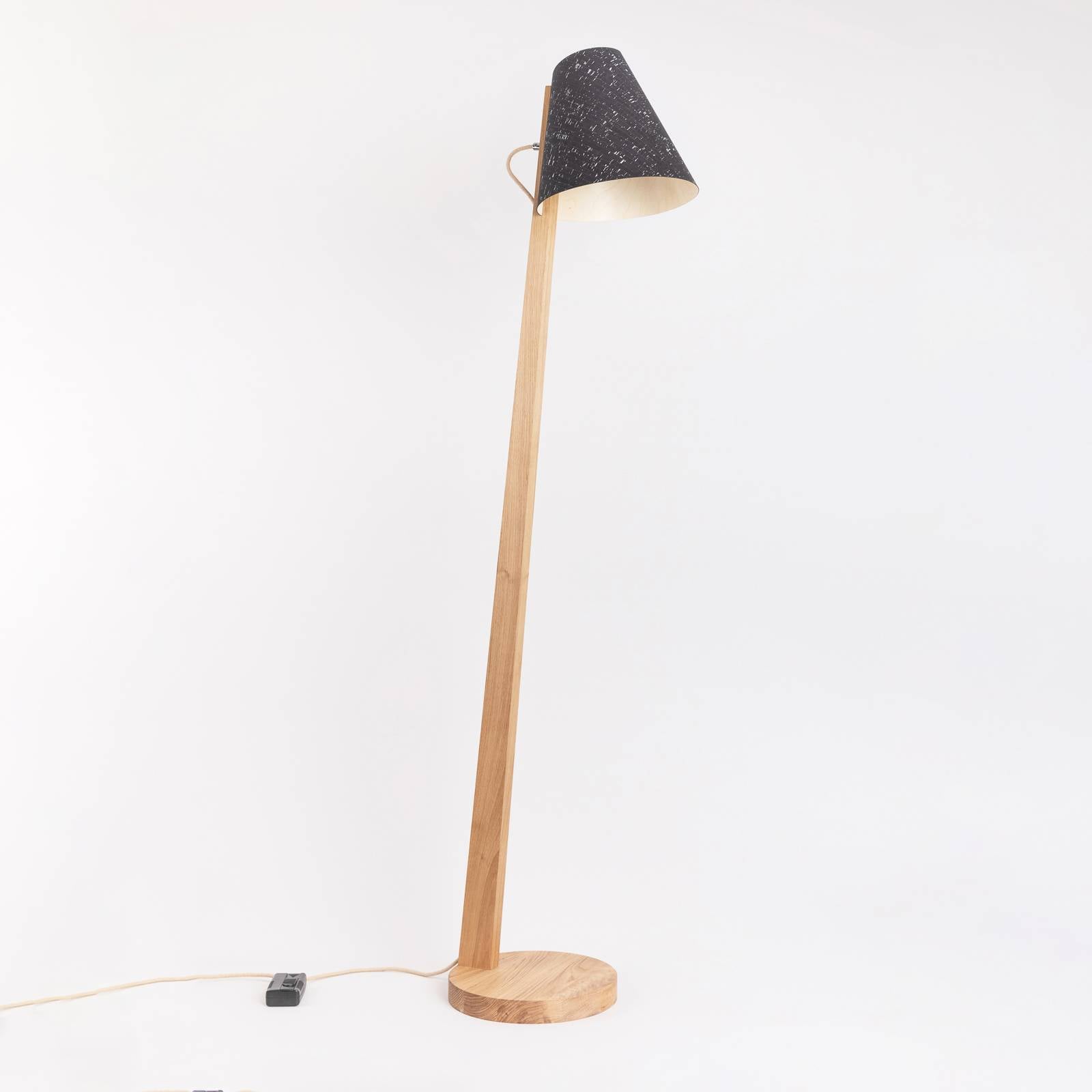 Almut von Wildheim ALMUT 1411 floor lamp curved Ø 30 cm cork, for Living / Dining Room, oak wood, cork, E27, 52 W, H: 167 cm