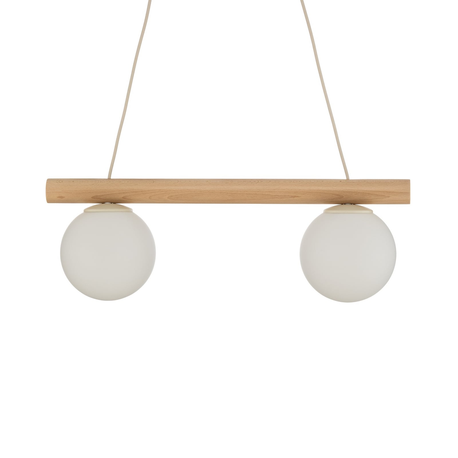 Hängeleuchte Woodstock, sandfarben, Holz/Metall, 2-flammig,