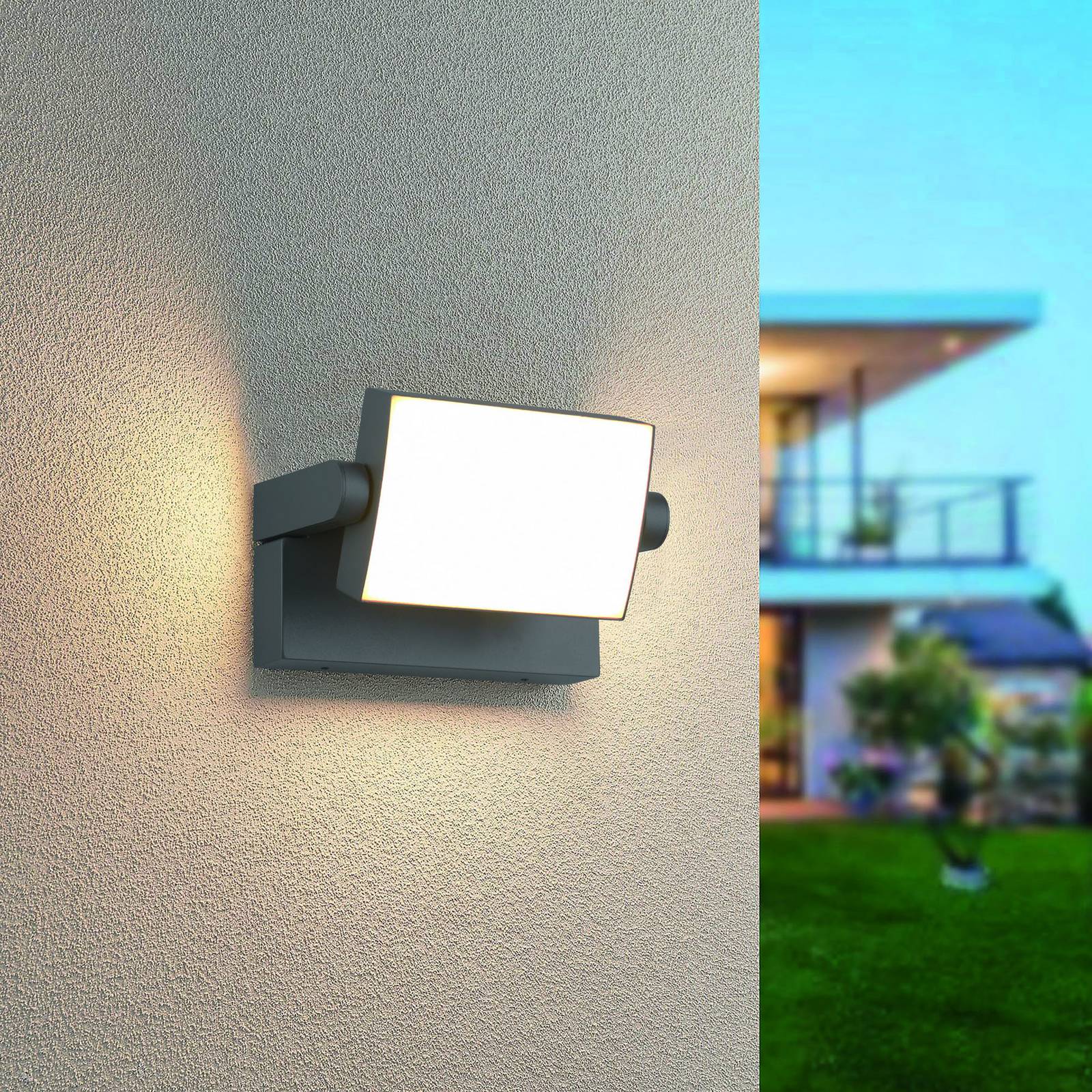 LED-Außenwandleuchte KANSAS, anthrazit, Breite 20 cm, IP54 günstig online kaufen
