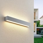 Lucande LED wall lamp Lengo, 50 cm, silver, 2-bulb, IP65