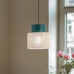 Duo pendellampe, skjerm i jute, petrol/naturbrun, Ø 20 cm
