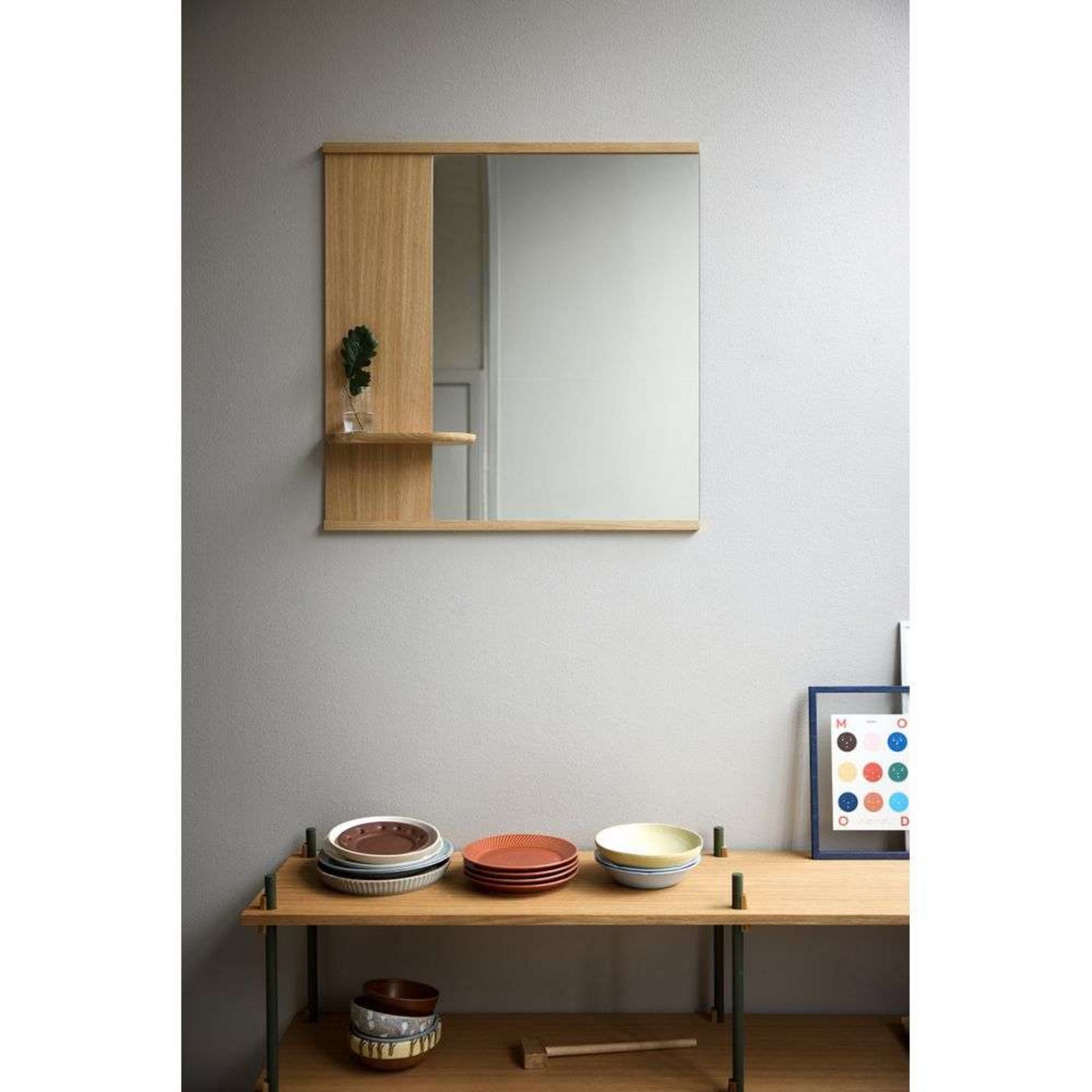 Mirror With A Shelf Oglindă 70cm Stejar - Moebe