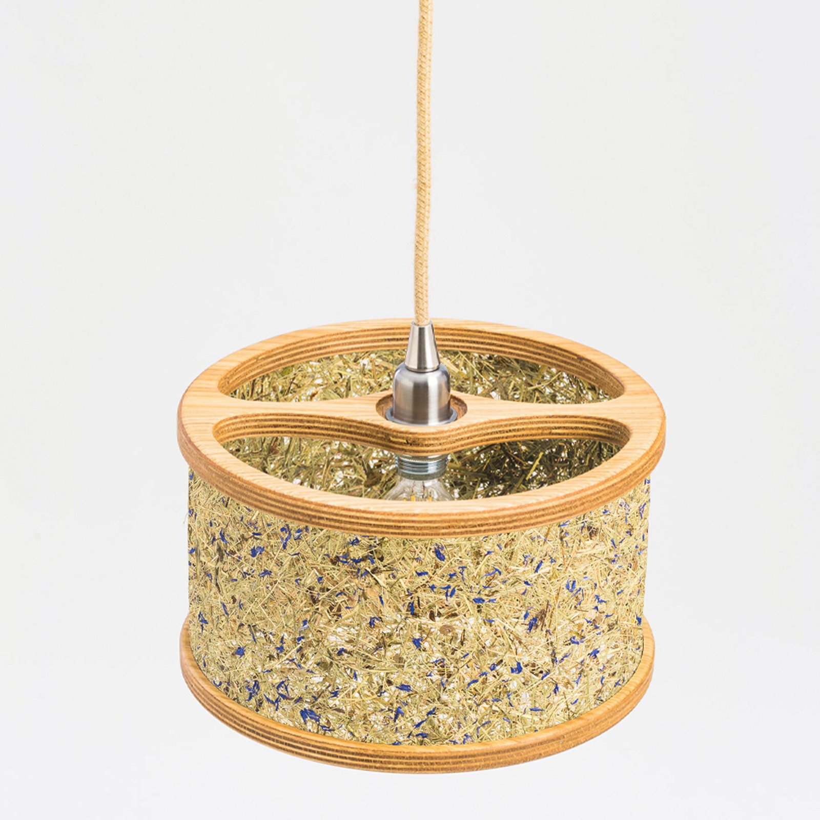 ALMUT 2610 pendant light Ø 25cm, oak wood and hay