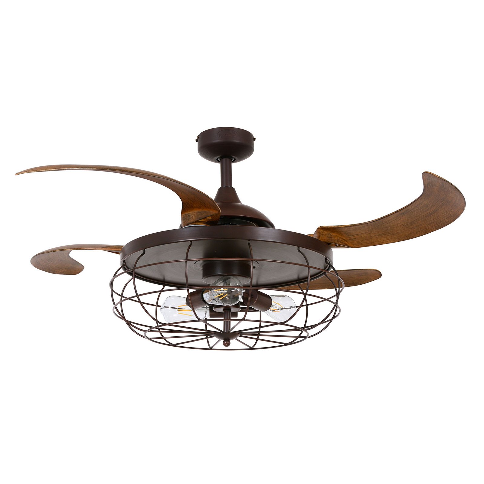Fanaway Industri ceiling fan, light, brown