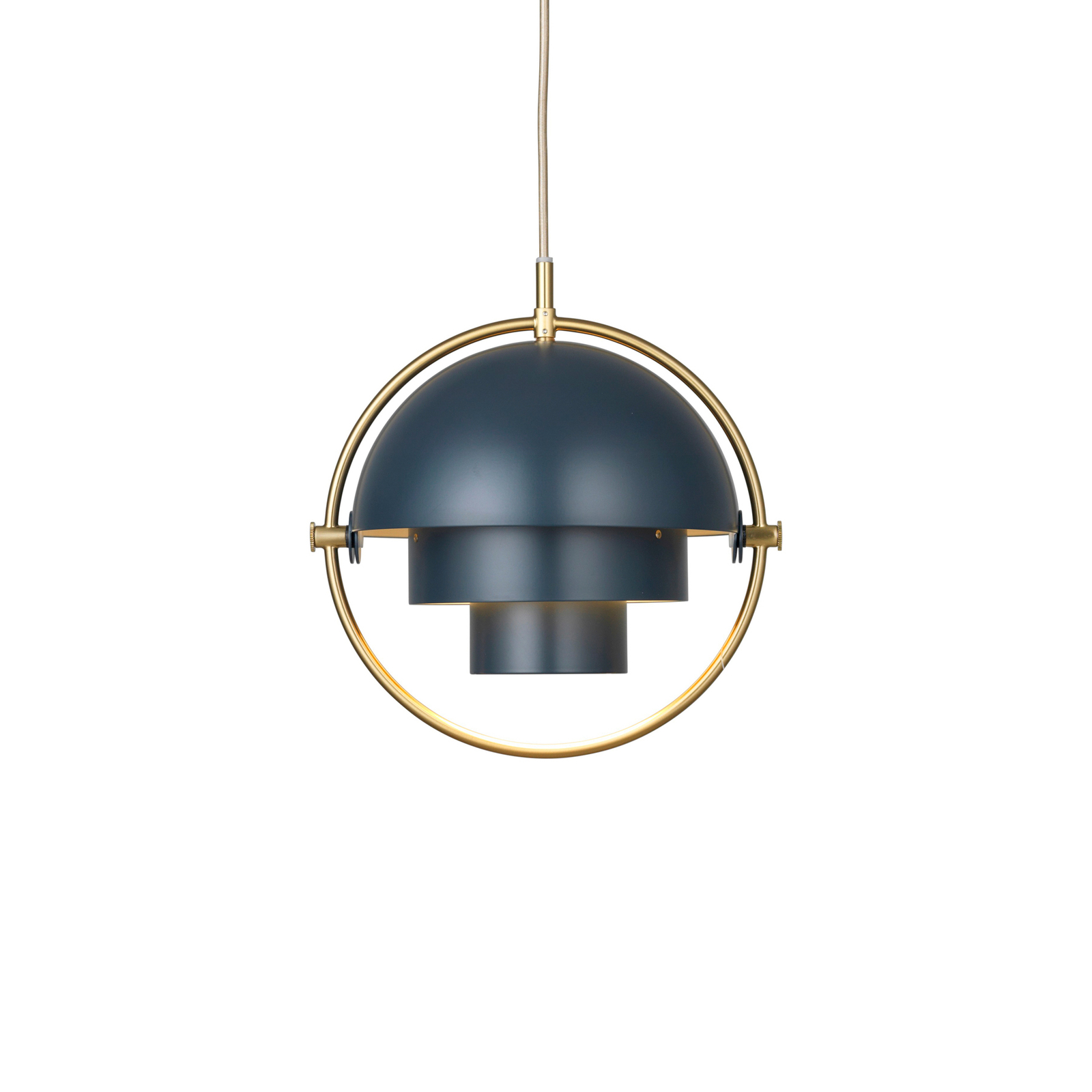 Gubi hanglamp Lite, Ø 27 cm, messing/donkerblauw