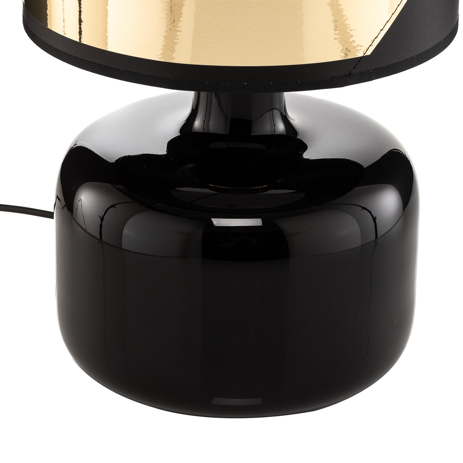 Lampa stołowa Bodo z tkaniny, czarno-złota