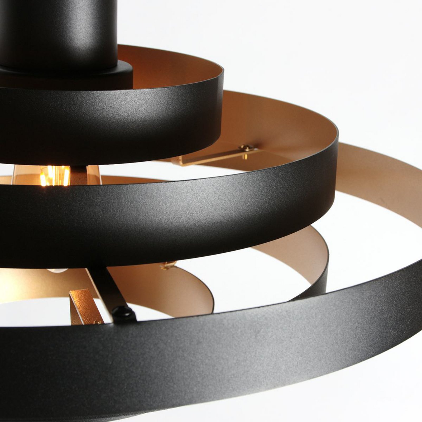 Halo Cirque pendant light, black, metal, Ø 50 cm, E27