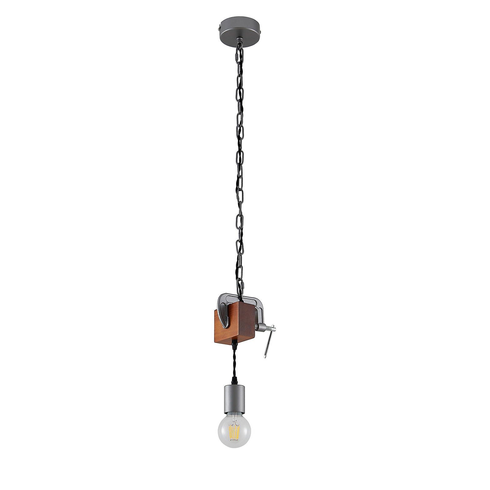 Lindby Asya suspension, à 1 lampe, bois, chromée