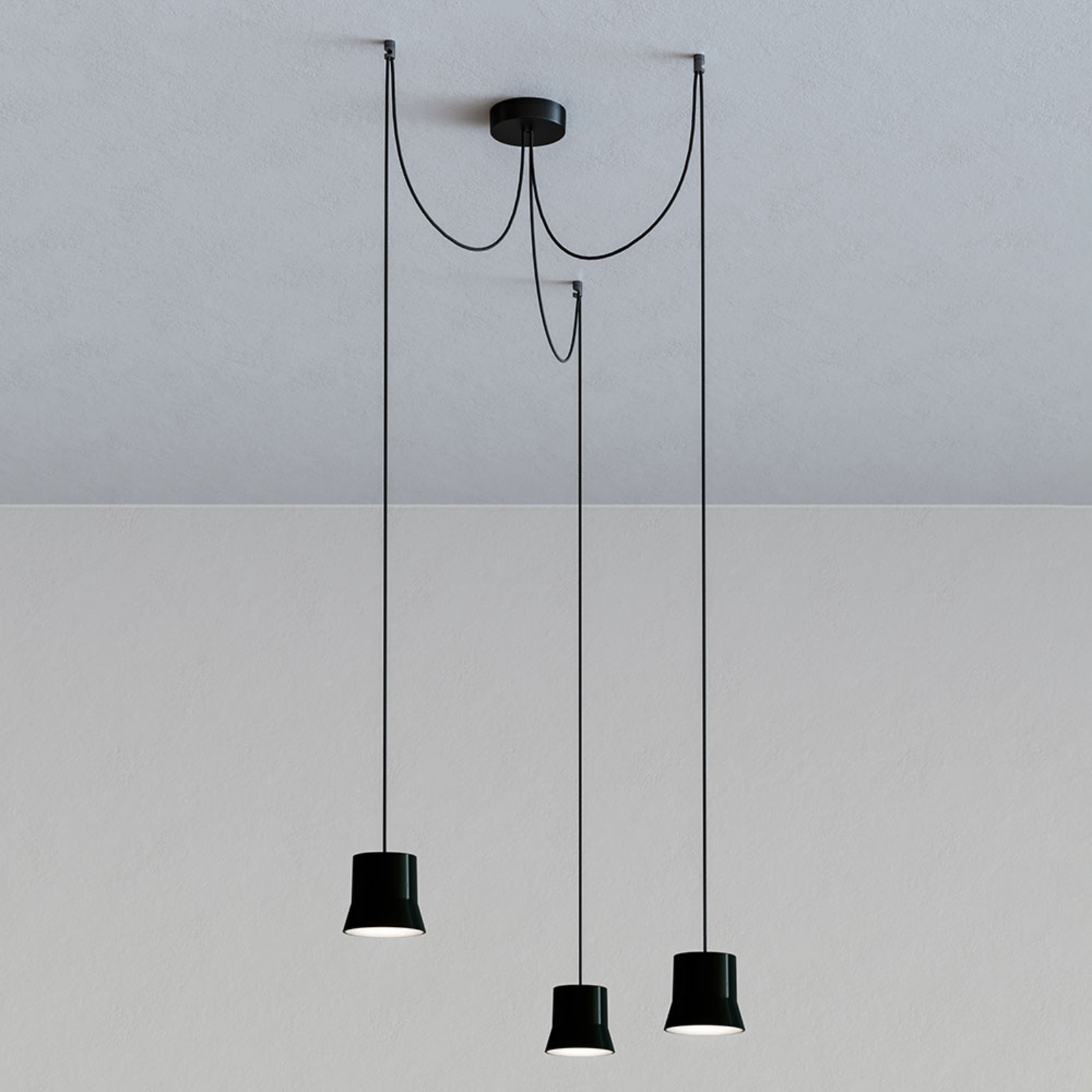Artemide GIO.light Cluster hanging light, black, for Living / Dining Room, aluminium, glass, 8 W, energy efficiency: A, H: 9.8 cm