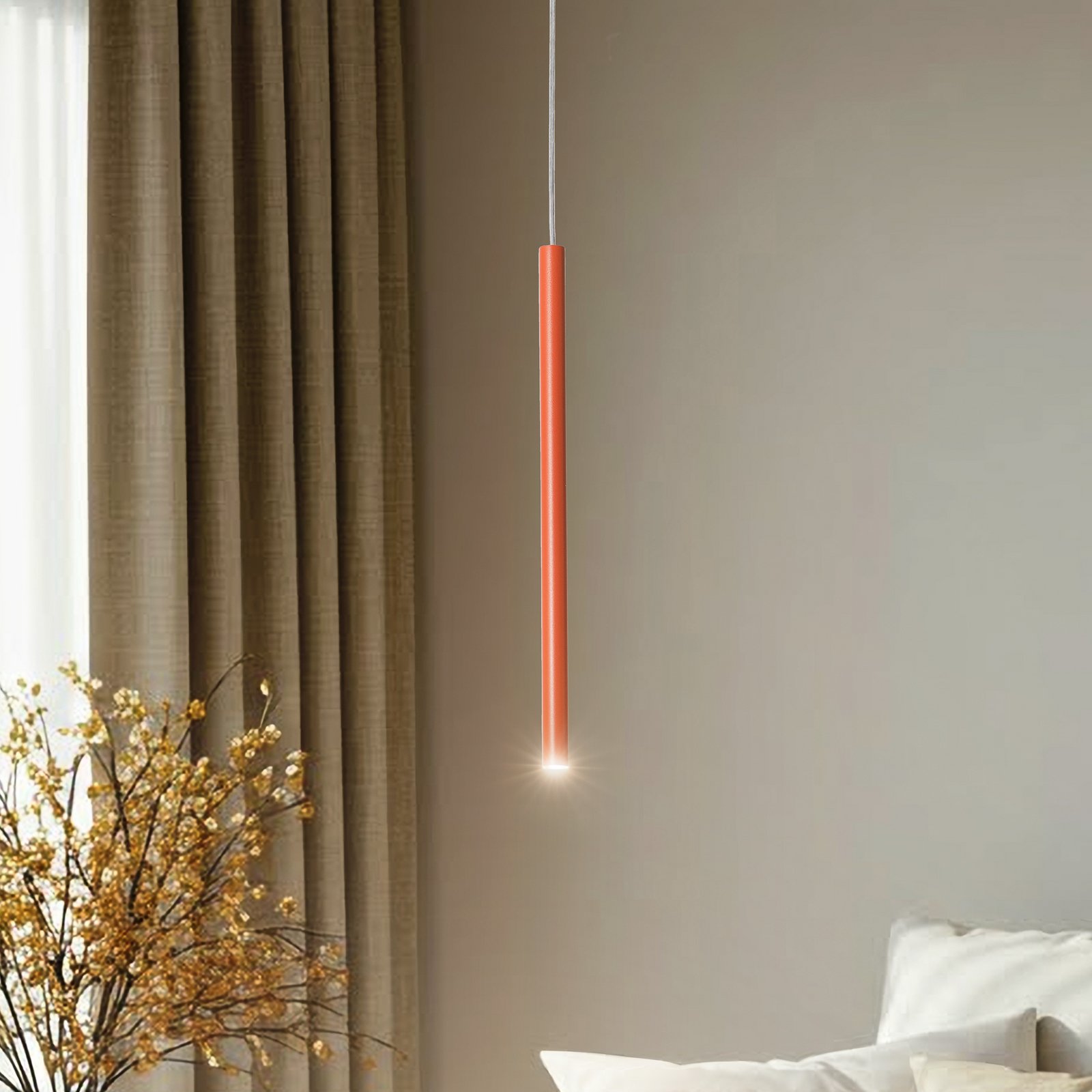 Lampada a sospensione Sopel 1, rosso mattone, a 1 luce, acciaio, Ø 5 cm