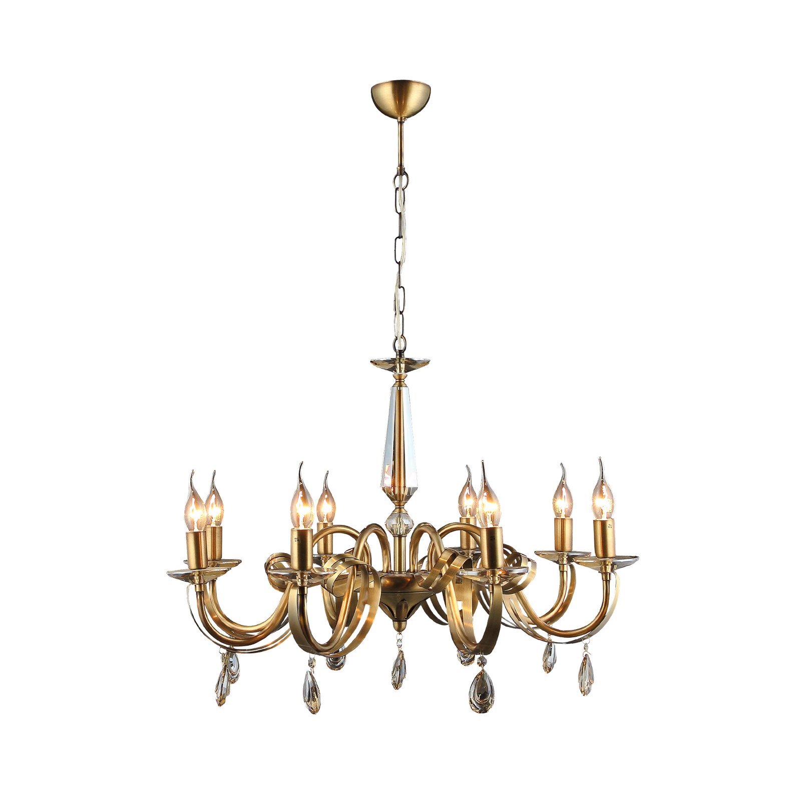 Castro chandelier, antique brass, 8-bulb