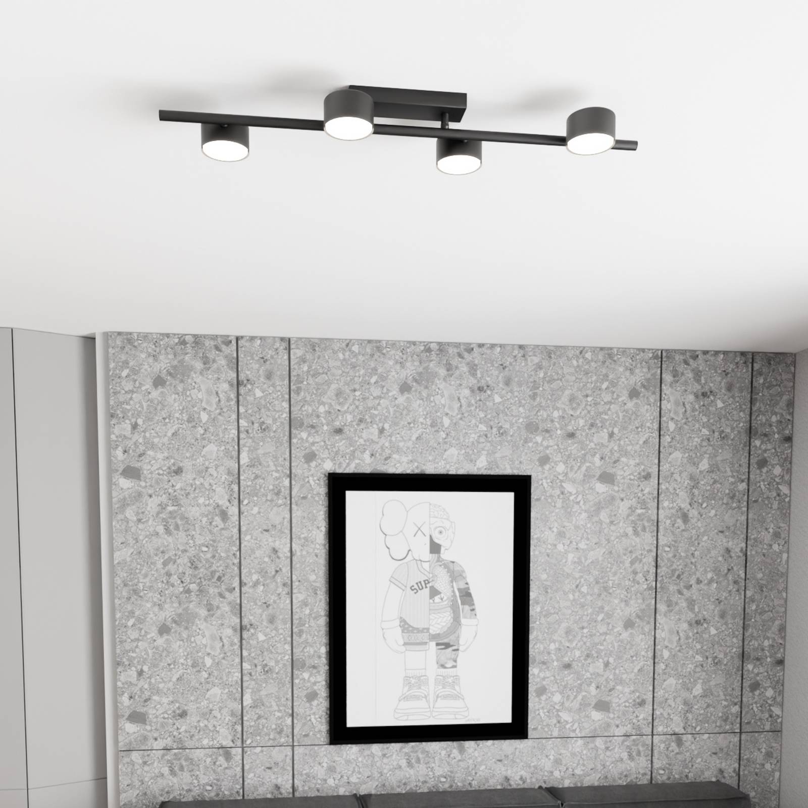 Reflektor sufitowy Bet, długość 80 cm, czarny, metal, 4-punktowa.