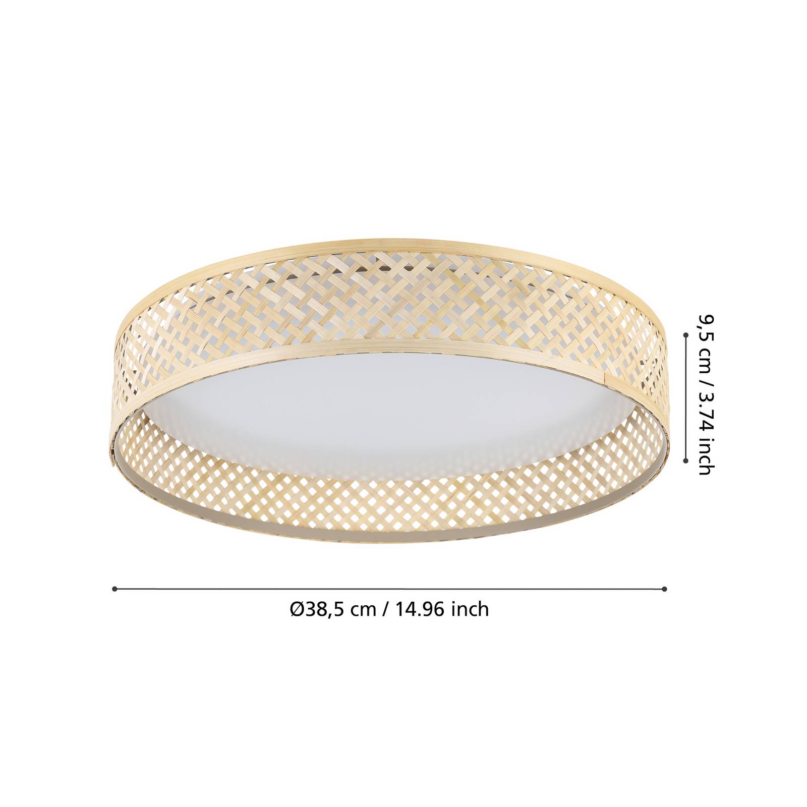 Luppineria lampa sufitowa LED z bambusową siatką Ø 38cm