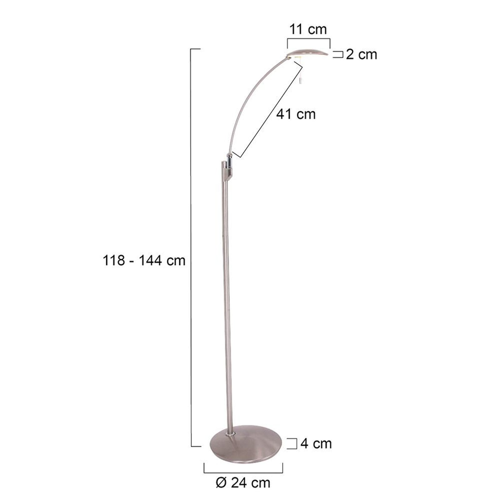 LED-Stehleuchte Zenith, ohne Leseleuchte, CCT, Metall, stahl