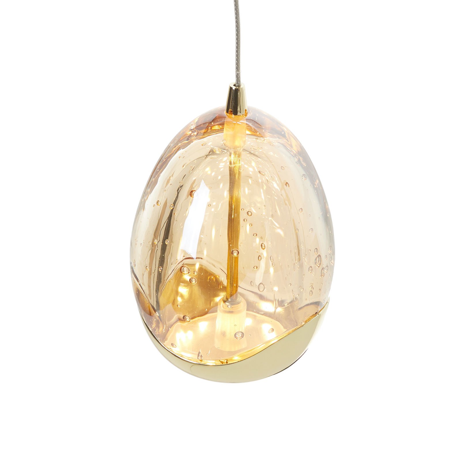 LED hanglamp Rocio 1-lamp, metaal, glas, goud