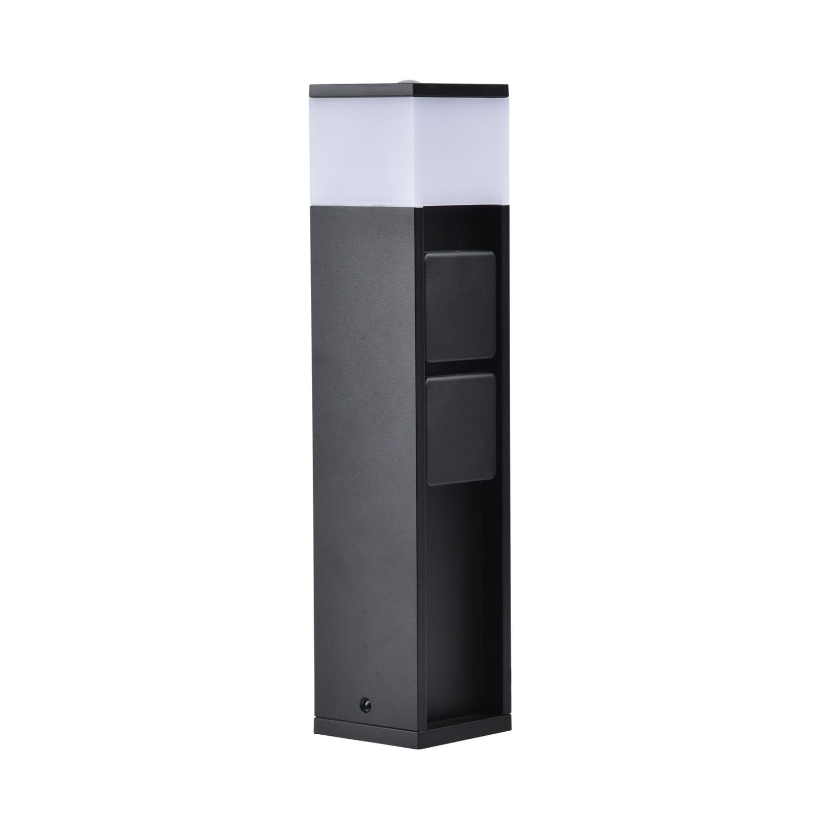 LED stojacie svietidlo MAINS, tmavošedé, 37 cm, IP54, 2 zásuvky