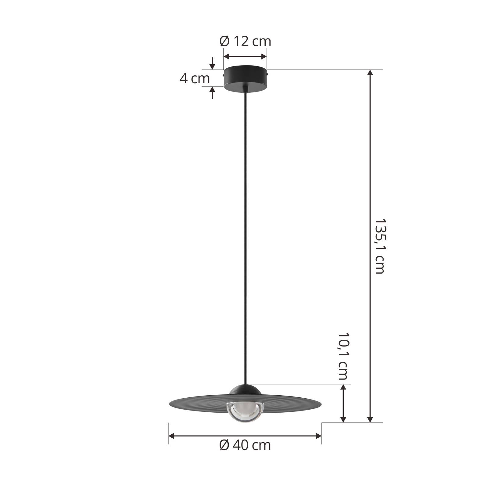 Lampa wisząca Lucande LED Tethrion, czarna, aluminium, Ø 40 cm