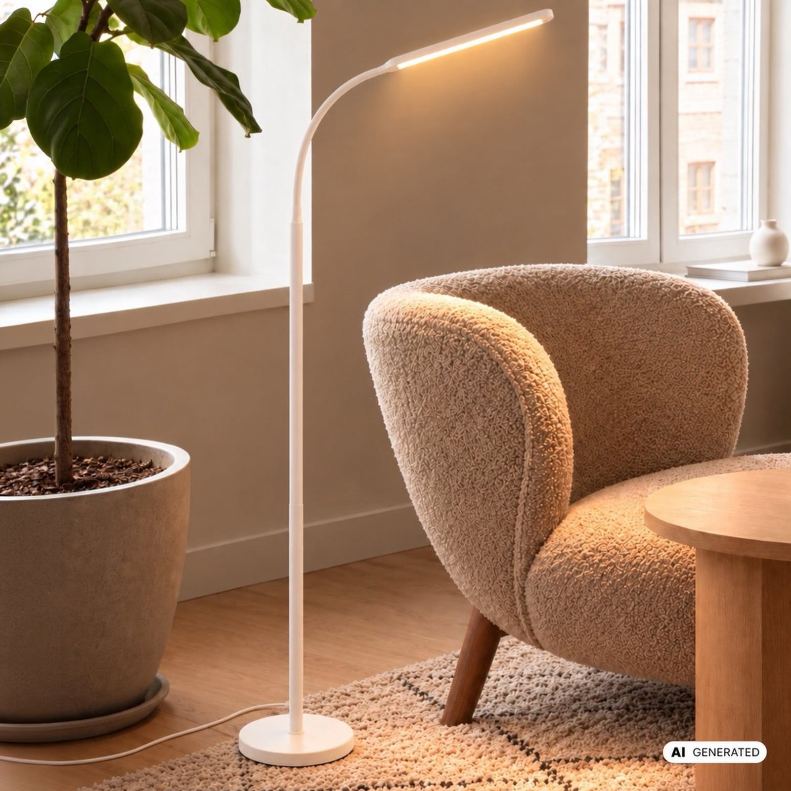 LED-Stehlampe Mura, weiß, Höhe 170 cm, Metall, Touchdimmer