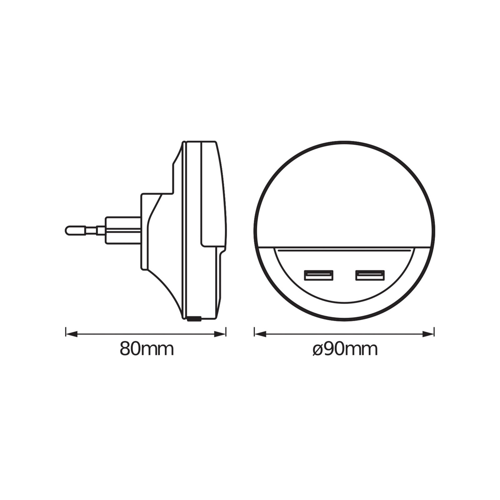 OSRAM LED-Steckdosennachtlicht LUNETTA USB, weiß, Ø 9 cm