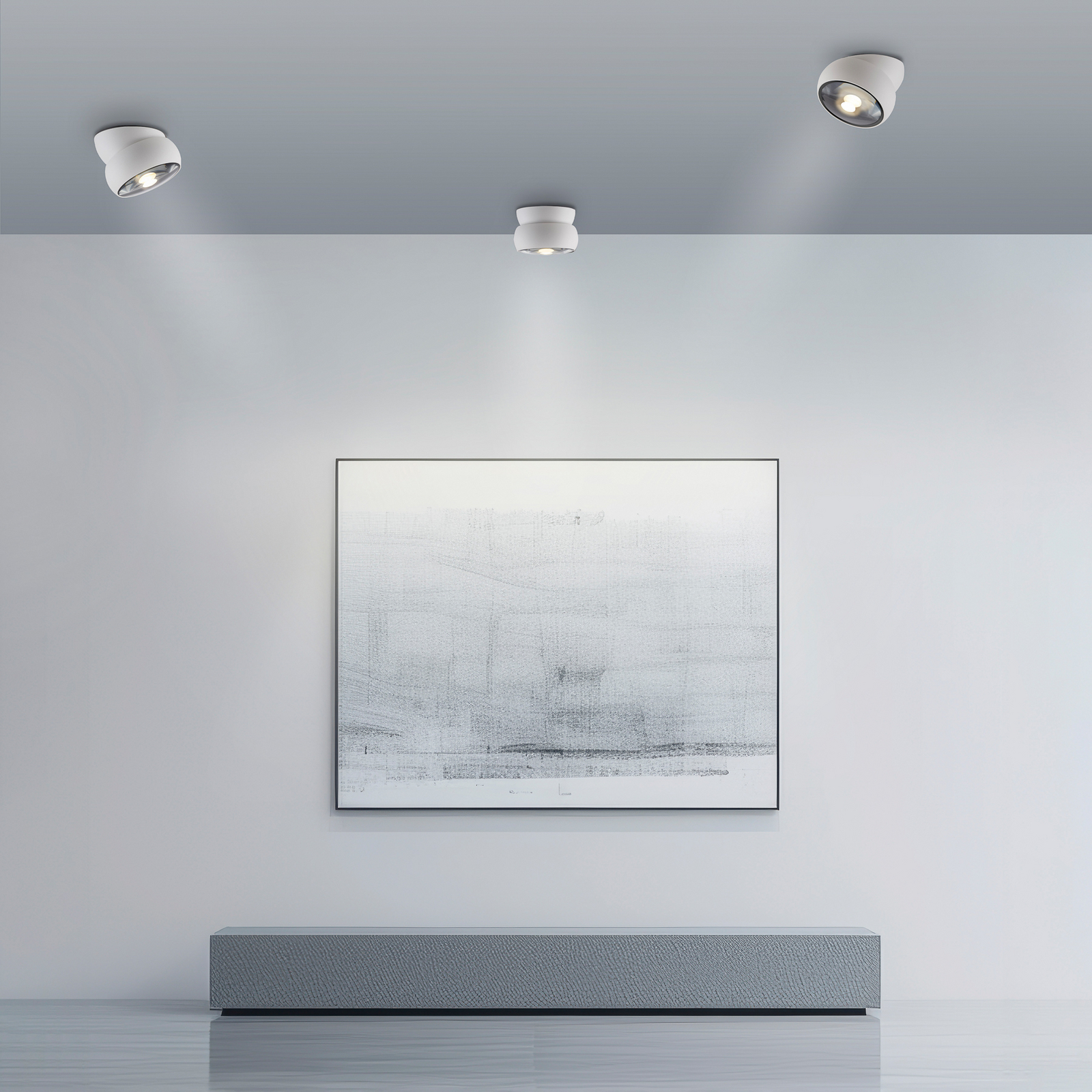 PURE LED тавански спот Move, бял, Ø 12 cm, метал/стъкло