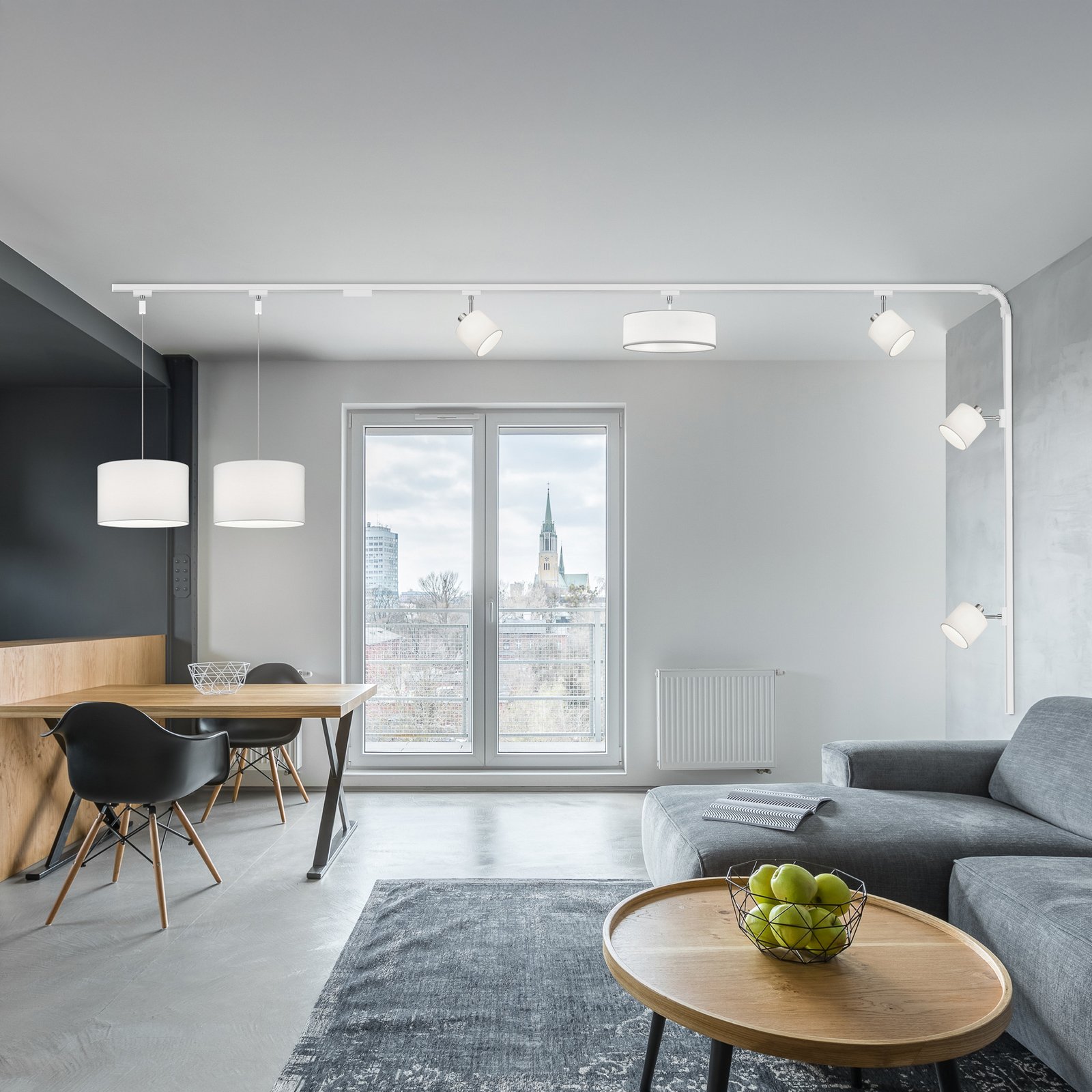 Skinne sett DUOline Hotel/Tommy, hvit, 4 m, 7 lyskilder, E27/E14