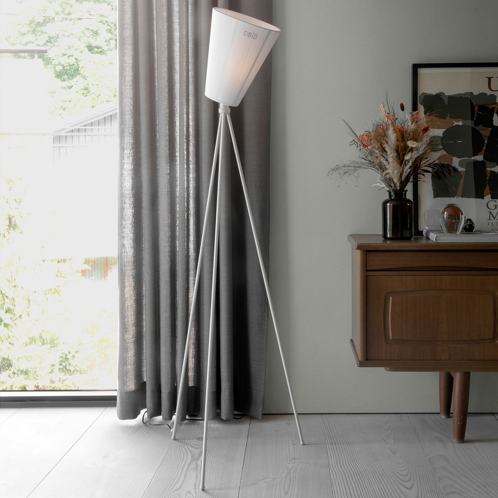 Northern Oslo Wood floor lamp white/white | Lights.co.uk