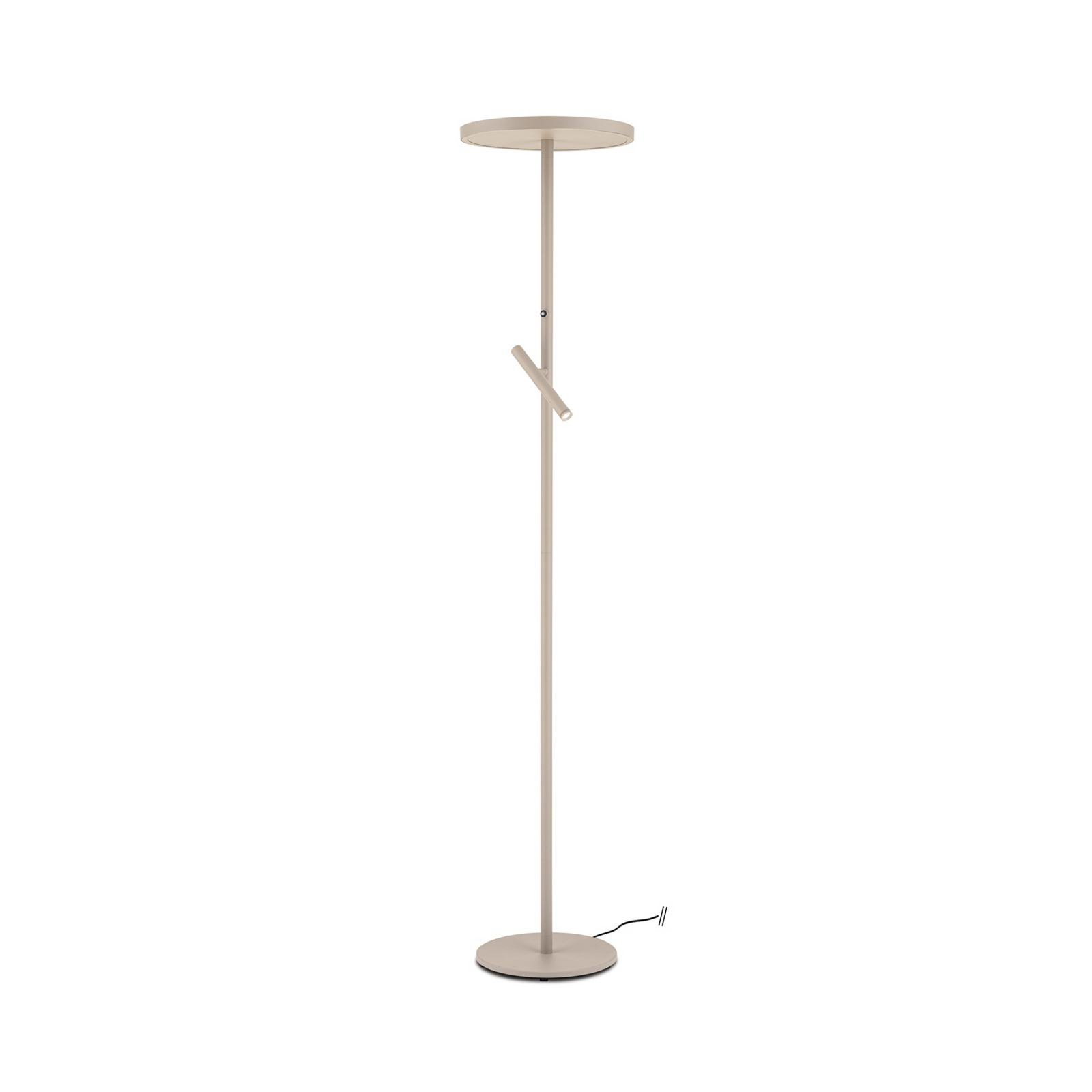 LED vloerlamp Teide, kaki, metaal, leeslamp, dimmer