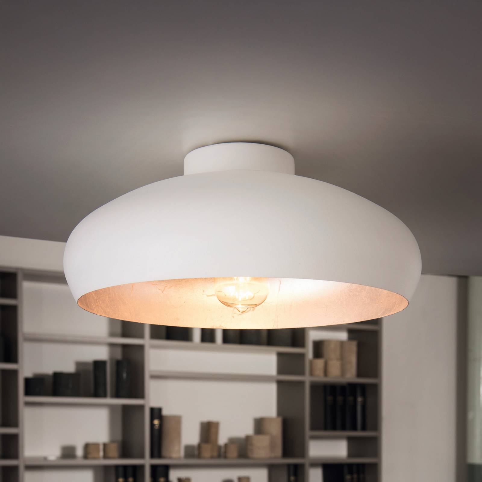 Deckenlampe Mogano aus Metall, Ø40cm, weiß günstig online kaufen